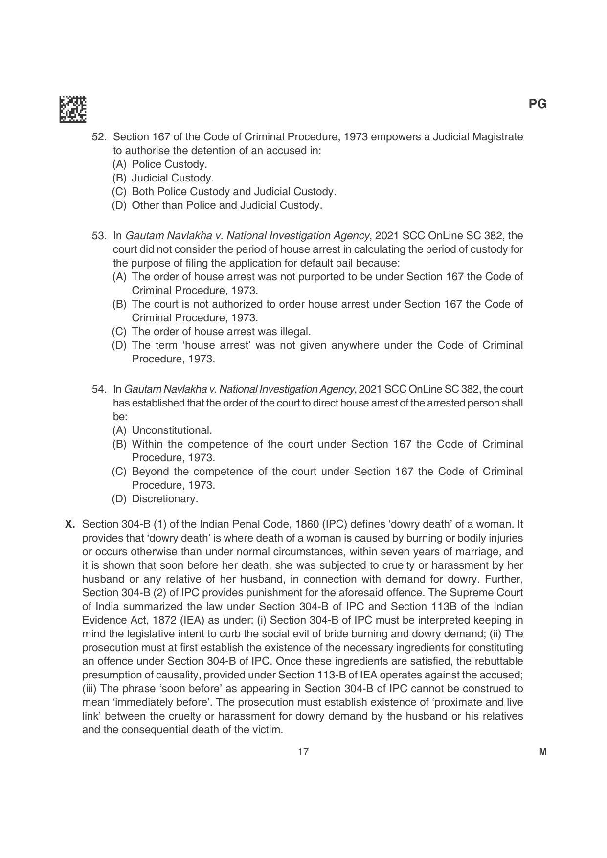 CLAT 2022 PG Question Papers - Page 17