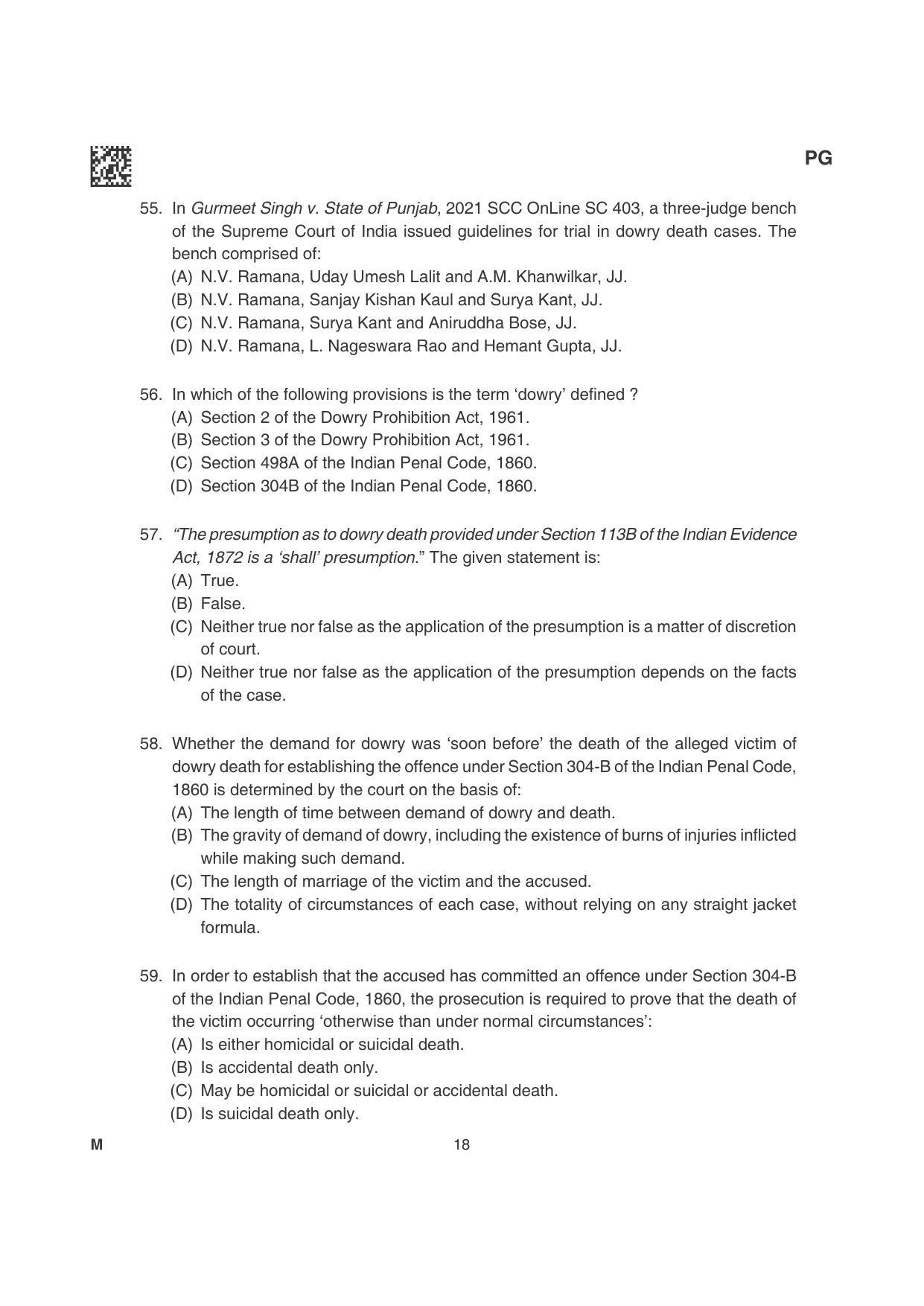 CLAT 2022 PG Question Papers - Page 18