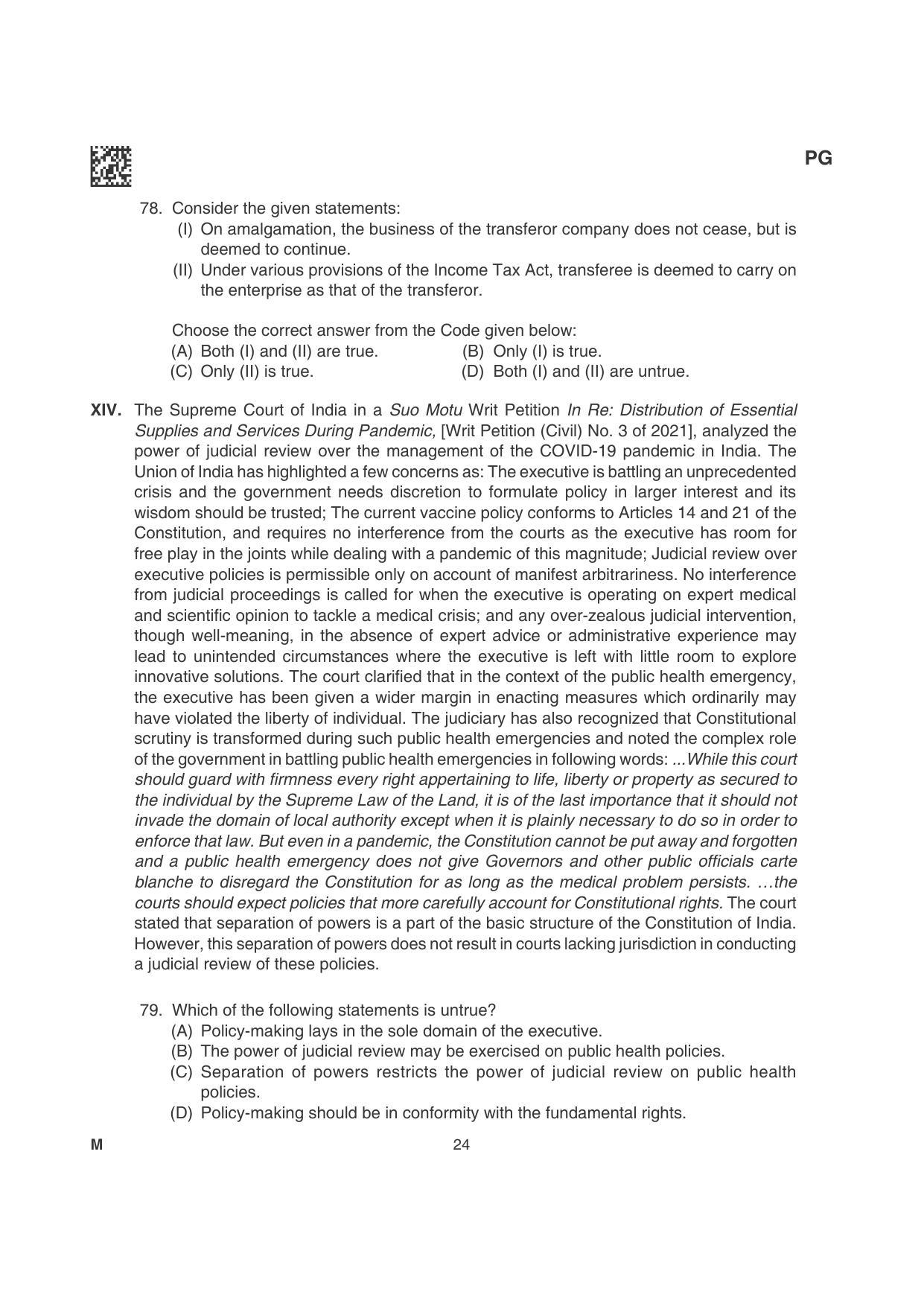 CLAT 2022 PG Question Papers - Page 24