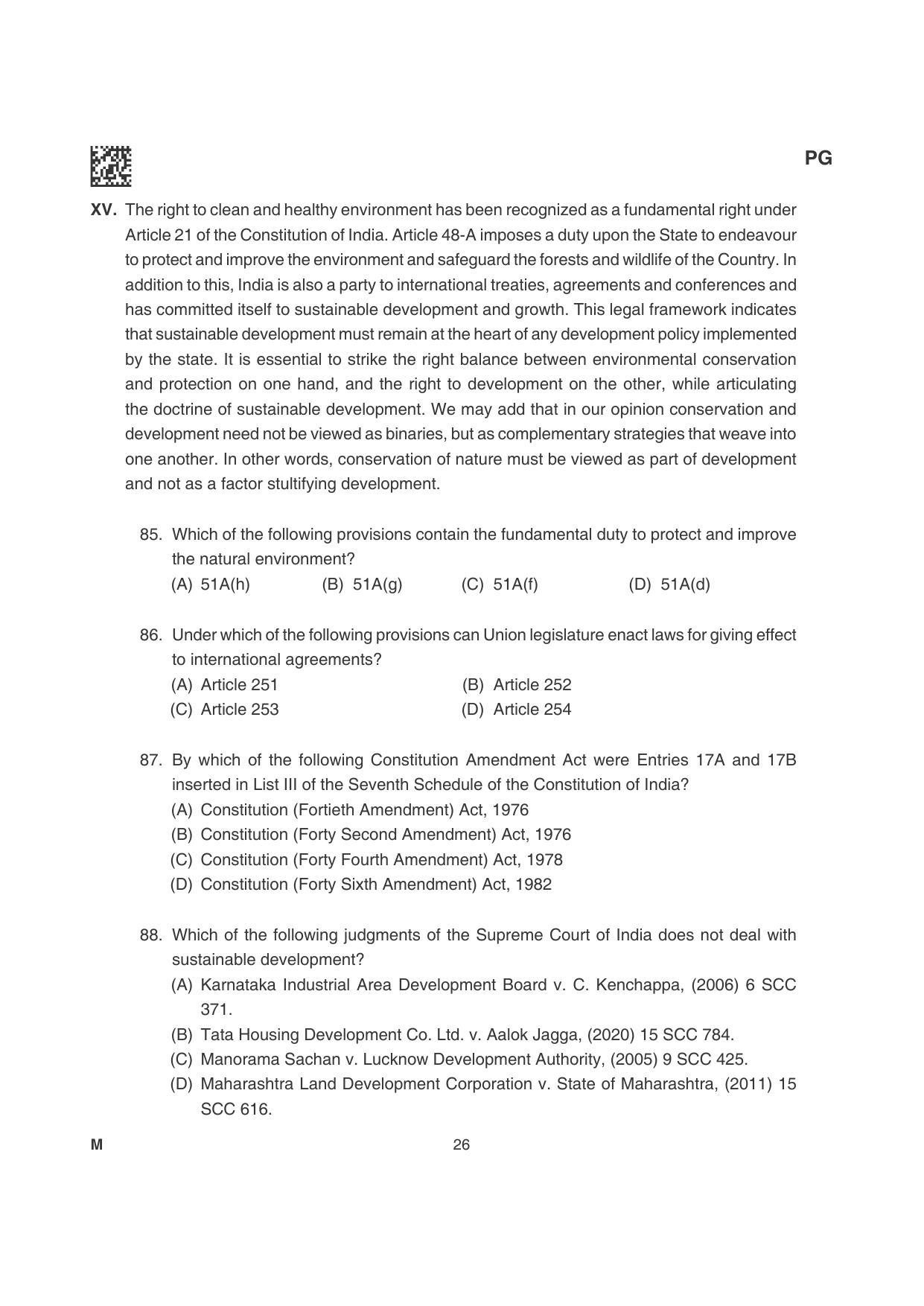 CLAT 2022 PG Question Papers - Page 26