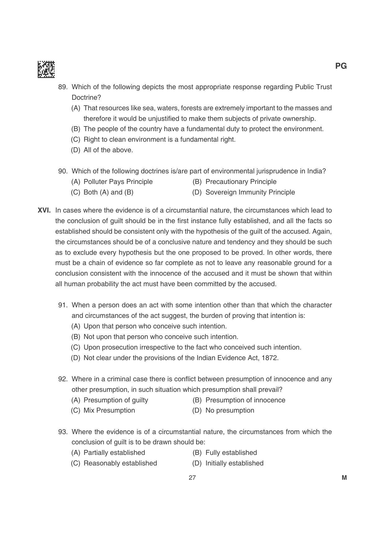 CLAT 2022 PG Question Papers - Page 27