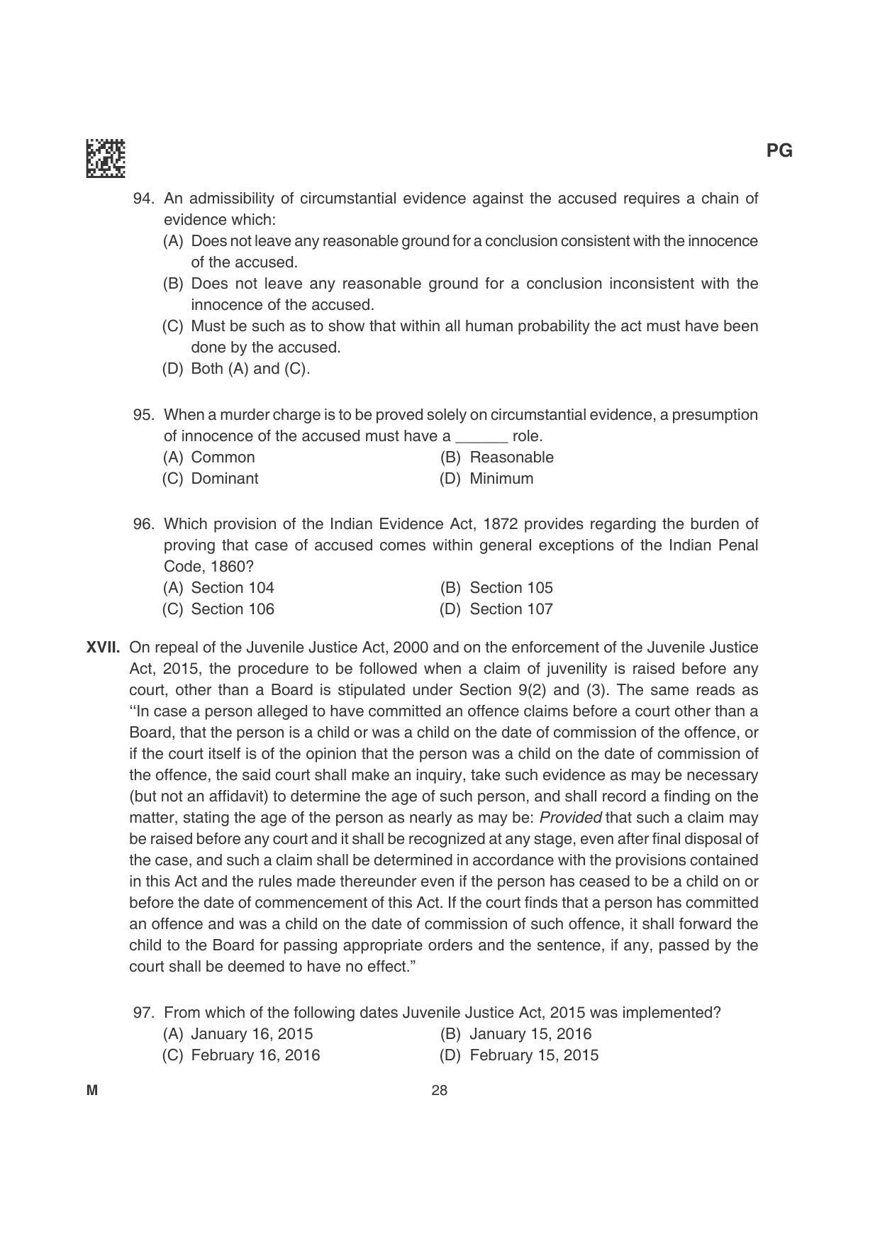 CLAT 2022 PG Question Papers - Page 28
