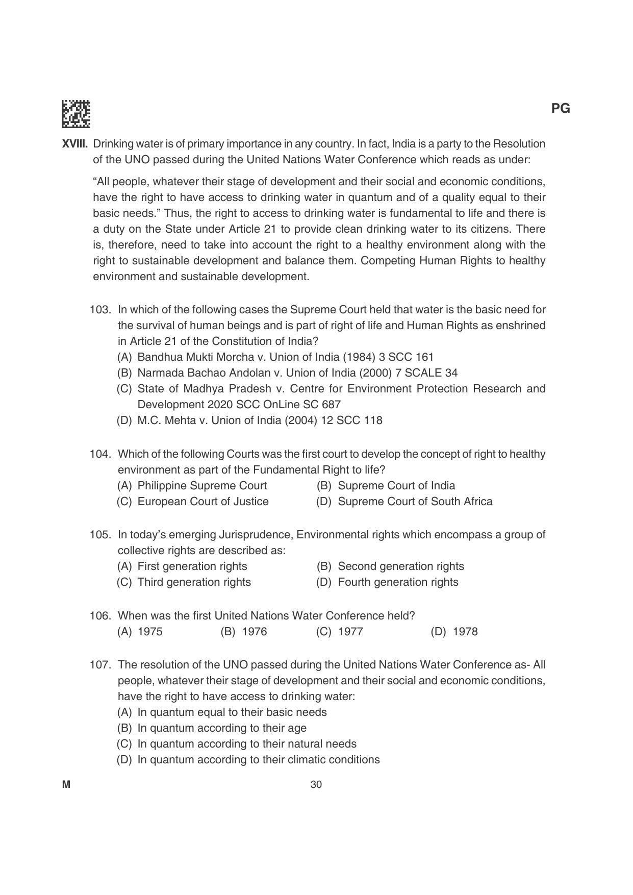 CLAT 2022 PG Question Papers - Page 30