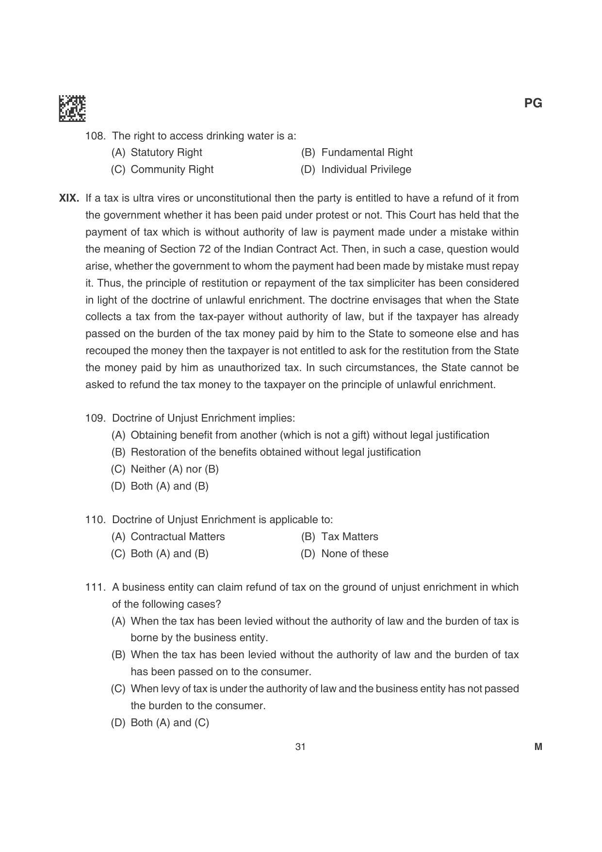 CLAT 2022 PG Question Papers - Page 31