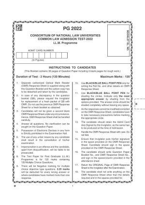 CLAT 2022 PG Question Papers