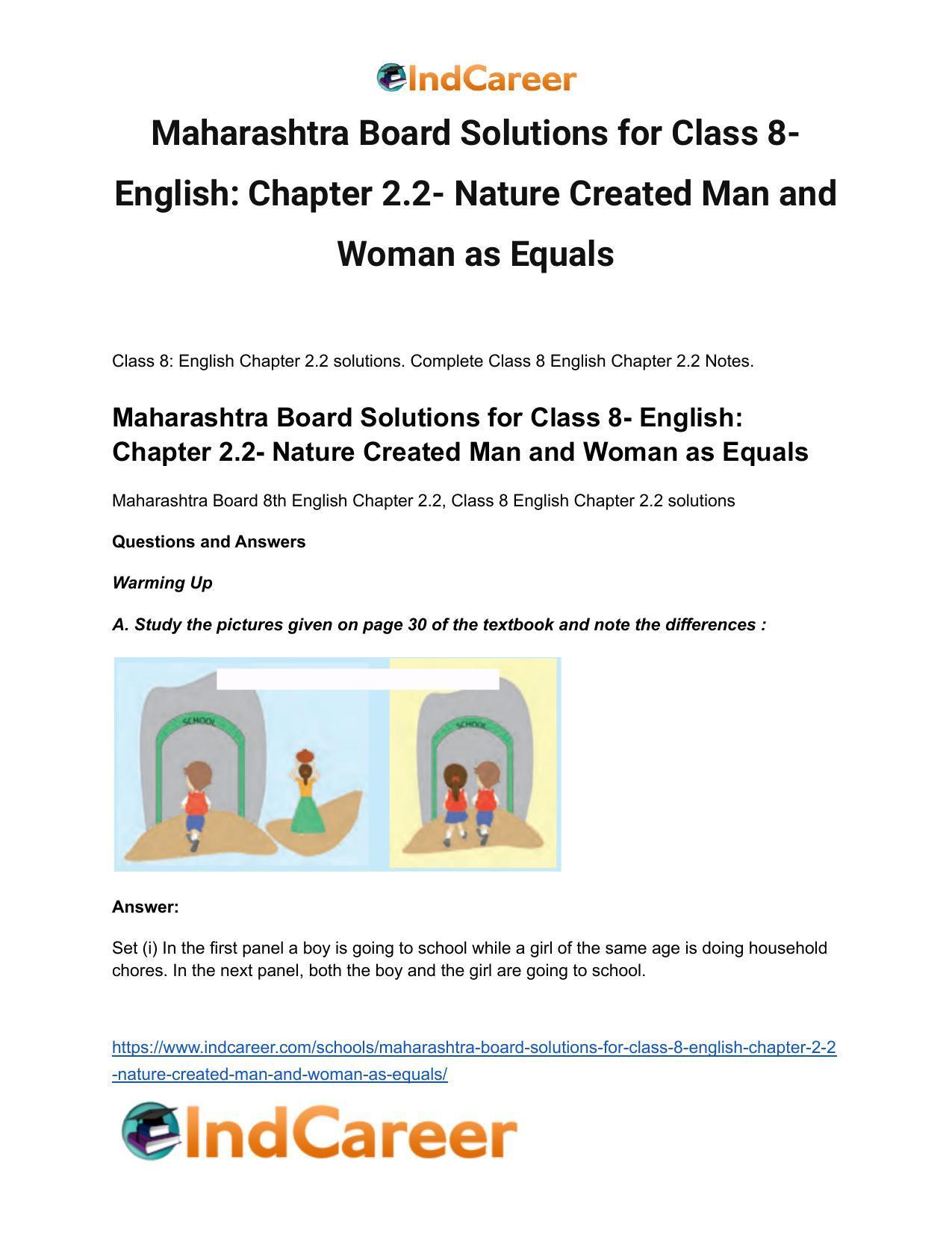 Maharashtra Board Solutions for Class 8- English: Chapter 2.2- Nature Created Man and Woman as Equals - Page 2