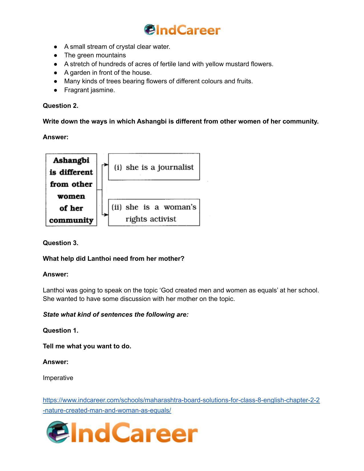 Maharashtra Board Solutions for Class 8- English: Chapter 2.2- Nature Created Man and Woman as Equals - Page 11