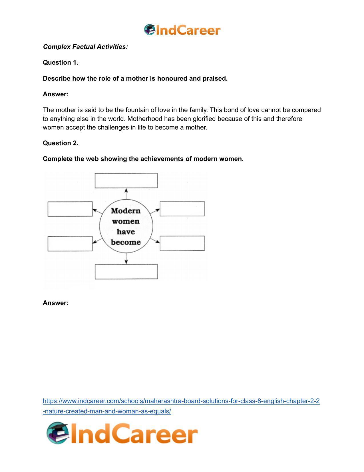 Maharashtra Board Solutions for Class 8- English: Chapter 2.2- Nature Created Man and Woman as Equals - Page 15