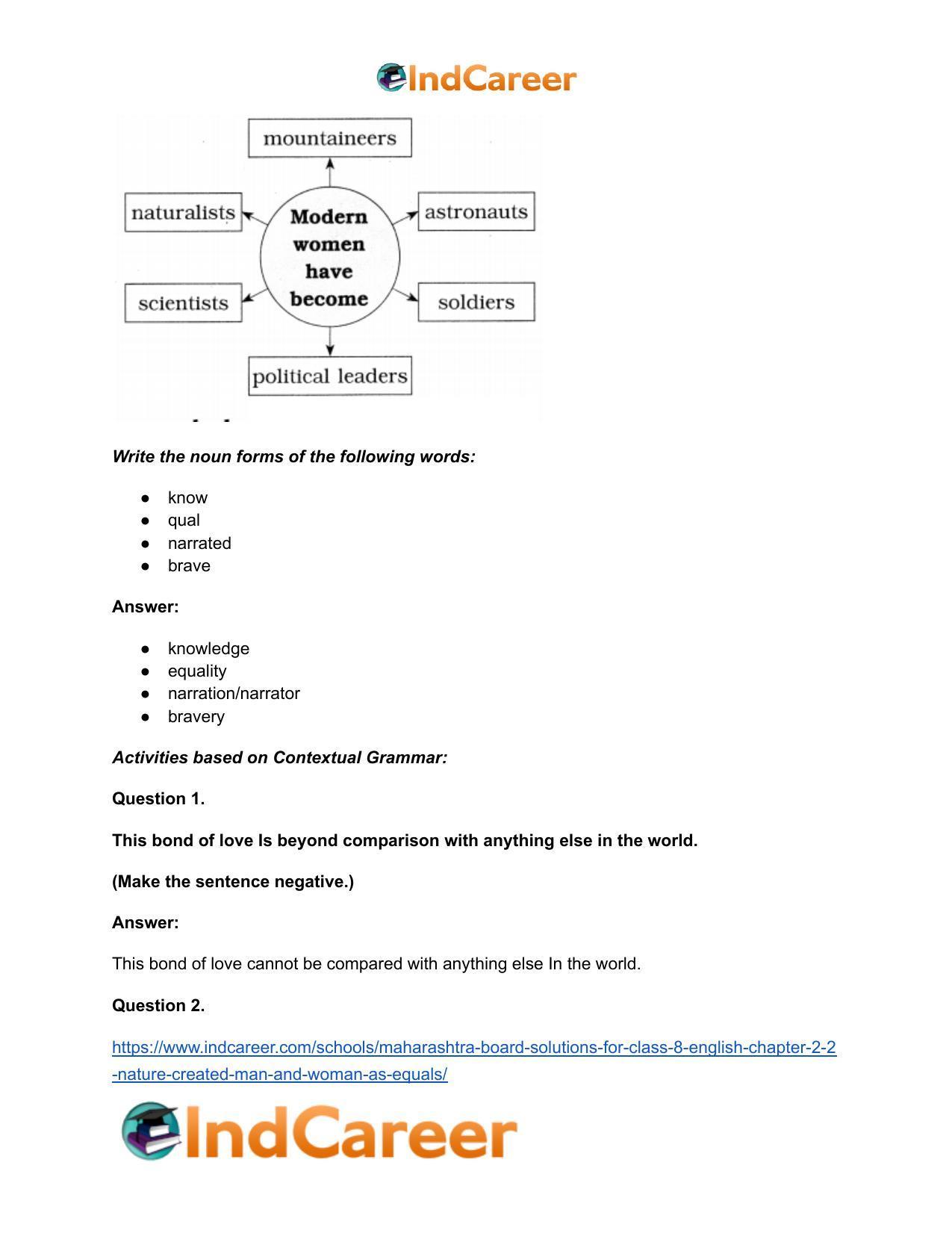 Maharashtra Board Solutions for Class 8- English: Chapter 2.2- Nature Created Man and Woman as Equals - Page 16