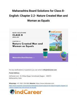 Maharashtra Board Solutions for Class 8- English: Chapter 2.2- Nature Created Man and Woman as Equals