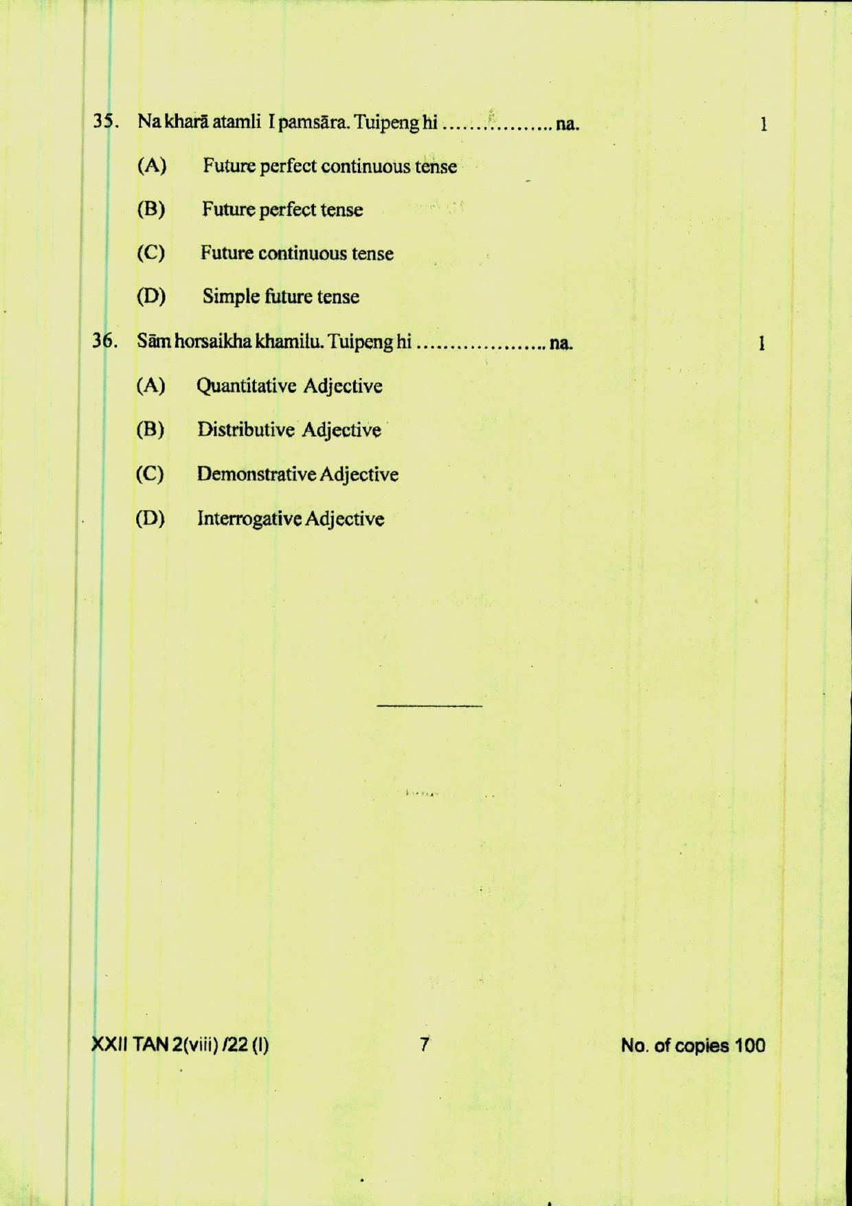 COHSEM 12th Question Papers Improvement 2022 Tangkhul (M.I.L.) - Page 7