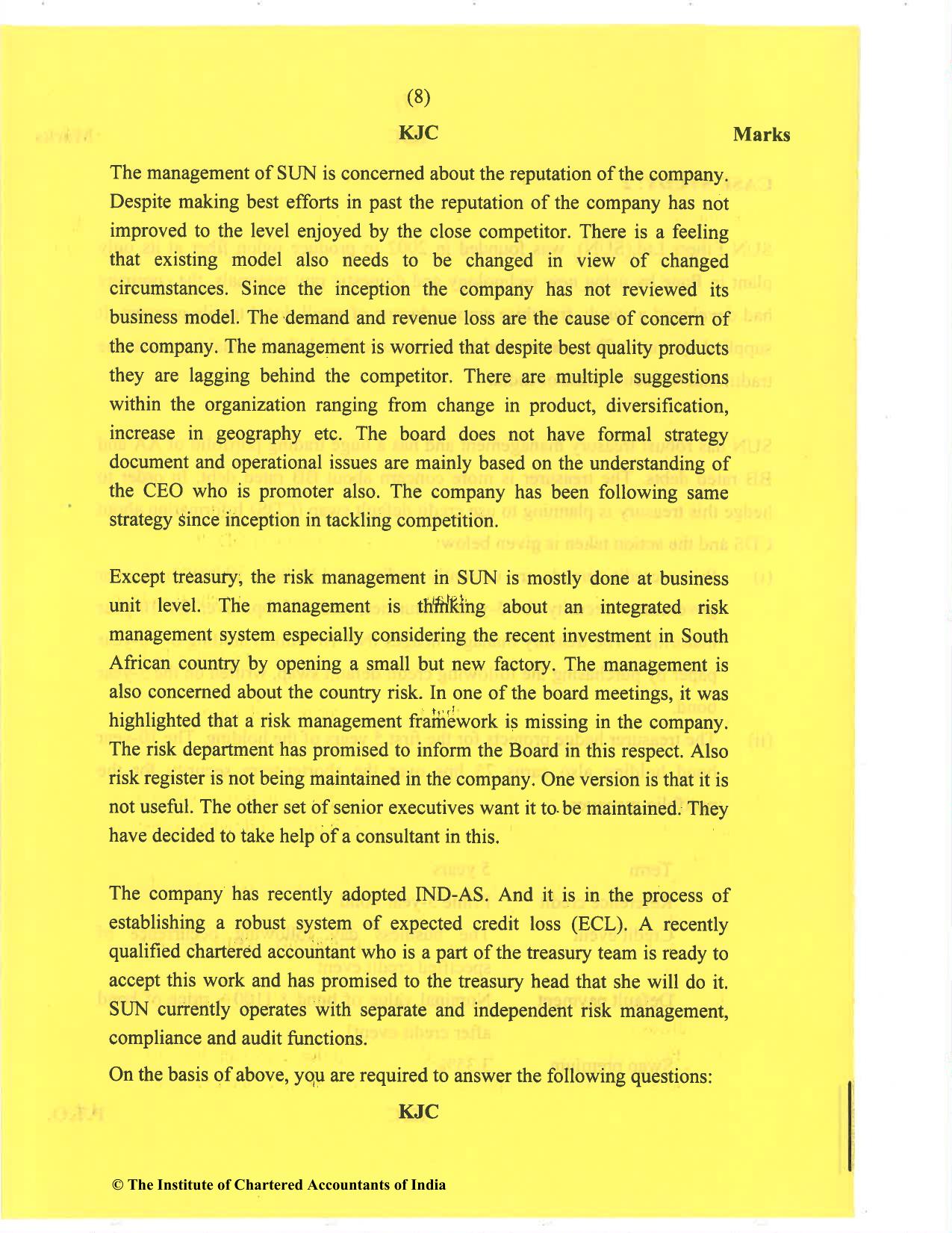 CA Final Nov 2020 Question Paper - Paper 6A – Risk Management - Page 8