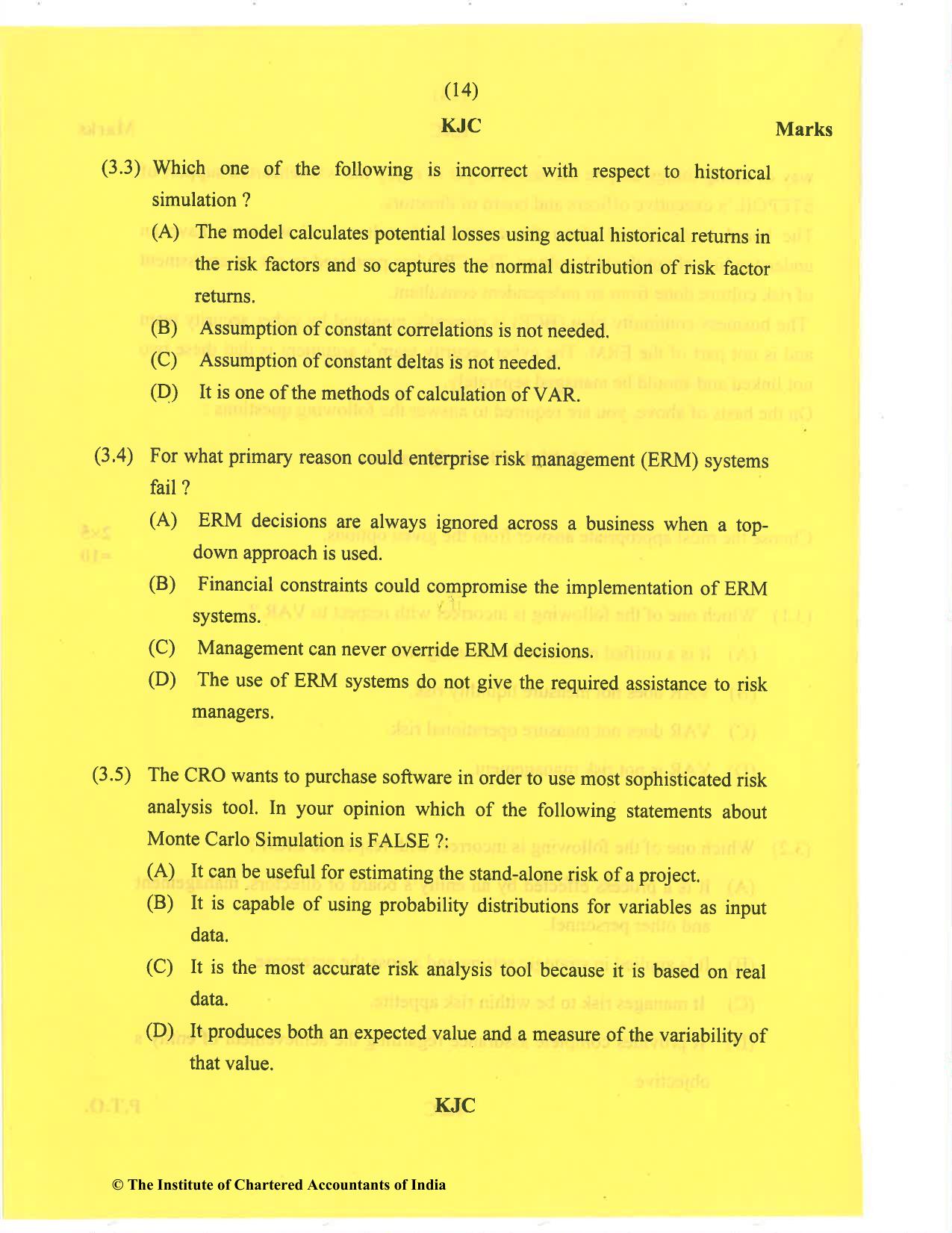 CA Final Nov 2020 Question Paper - Paper 6A – Risk Management - Page 14
