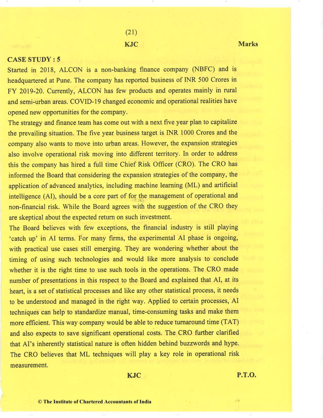 CA Final Nov 2020 Question Paper - Paper 6A – Risk Management - Page 21