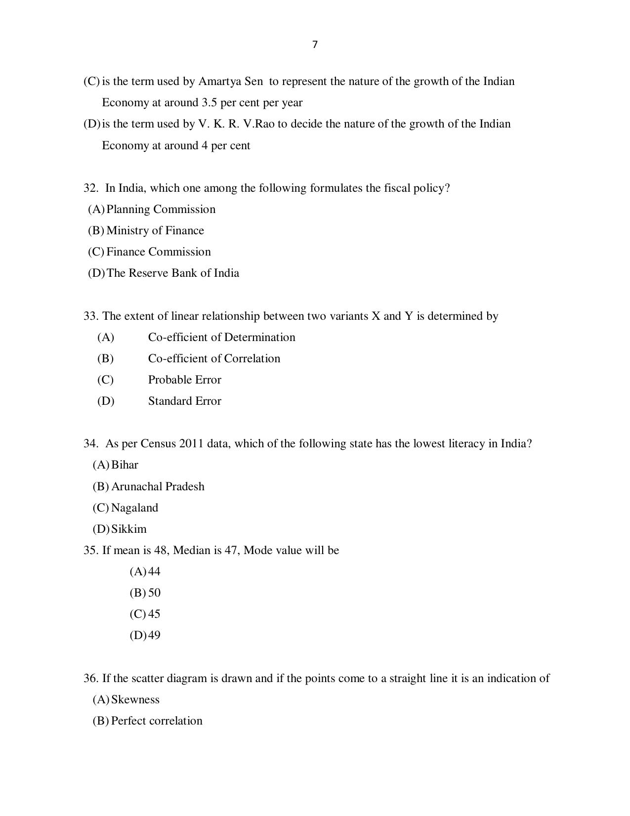 Odisha CPET ECONOMICS SET II 2021 Question Paper - Page 7