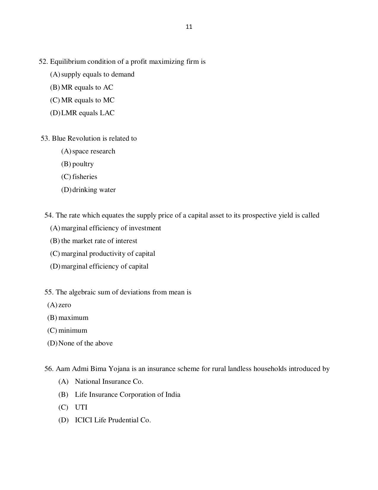 Odisha CPET ECONOMICS SET II 2021 Question Paper - Page 11