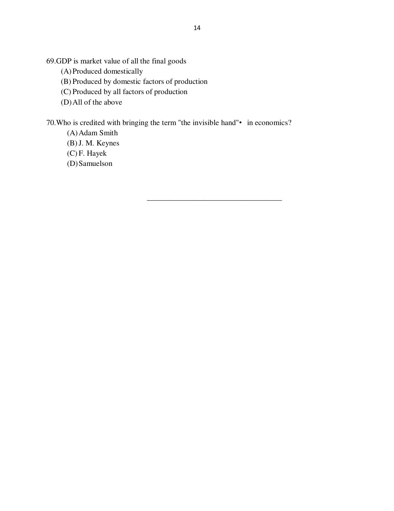 Odisha CPET ECONOMICS SET II 2021 Question Paper - Page 14