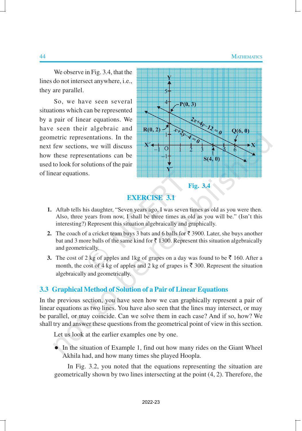 NCERT Book for Class 10 Maths Chapter 3 Pair of Linear Equations in Two Variables - Page 7