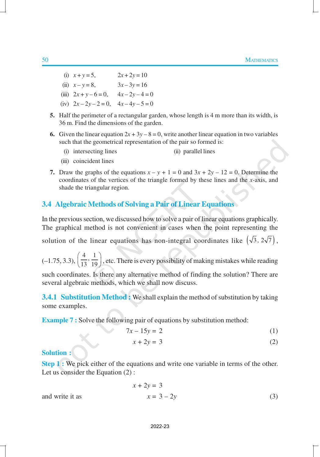 NCERT Book for Class 10 Maths Chapter 3 Pair of Linear Equations in Two Variables - Page 13
