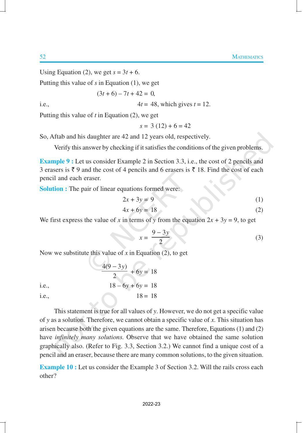 NCERT Book for Class 10 Maths Chapter 3 Pair of Linear Equations in Two Variables - Page 15