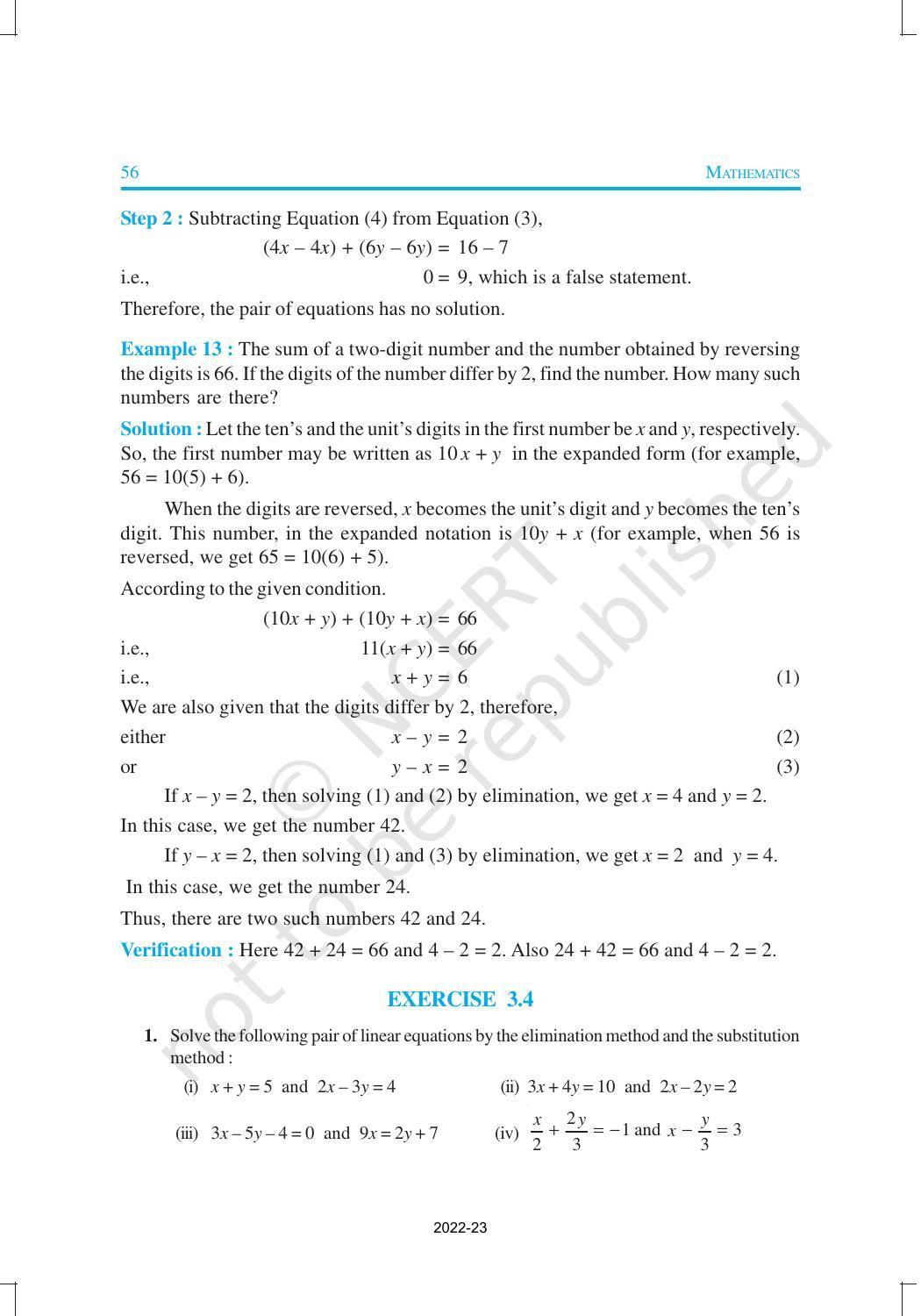 NCERT Book for Class 10 Maths Chapter 3 Pair of Linear Equations in Two Variables - Page 19