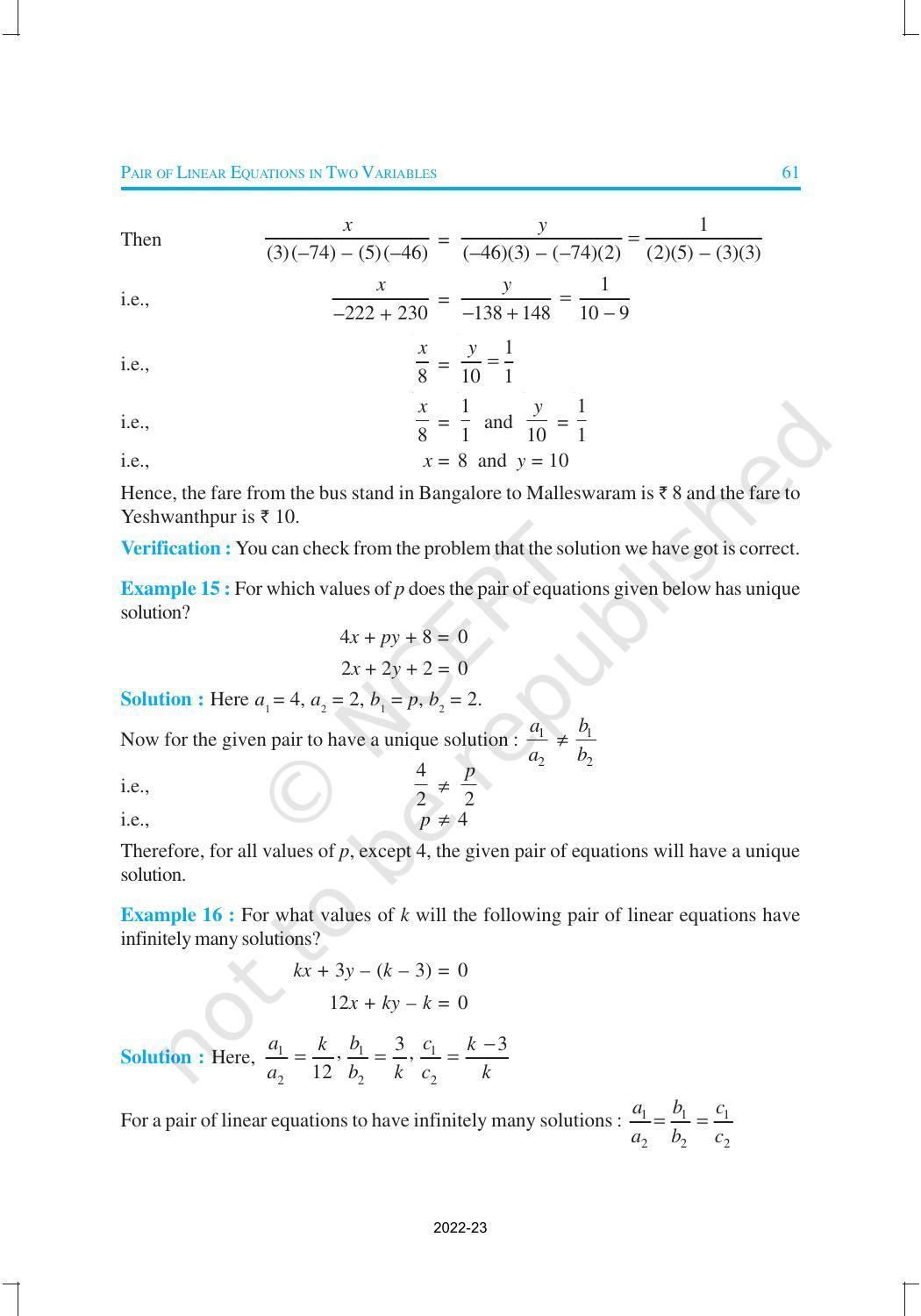 NCERT Book for Class 10 Maths Chapter 3 Pair of Linear Equations in Two Variables - Page 24