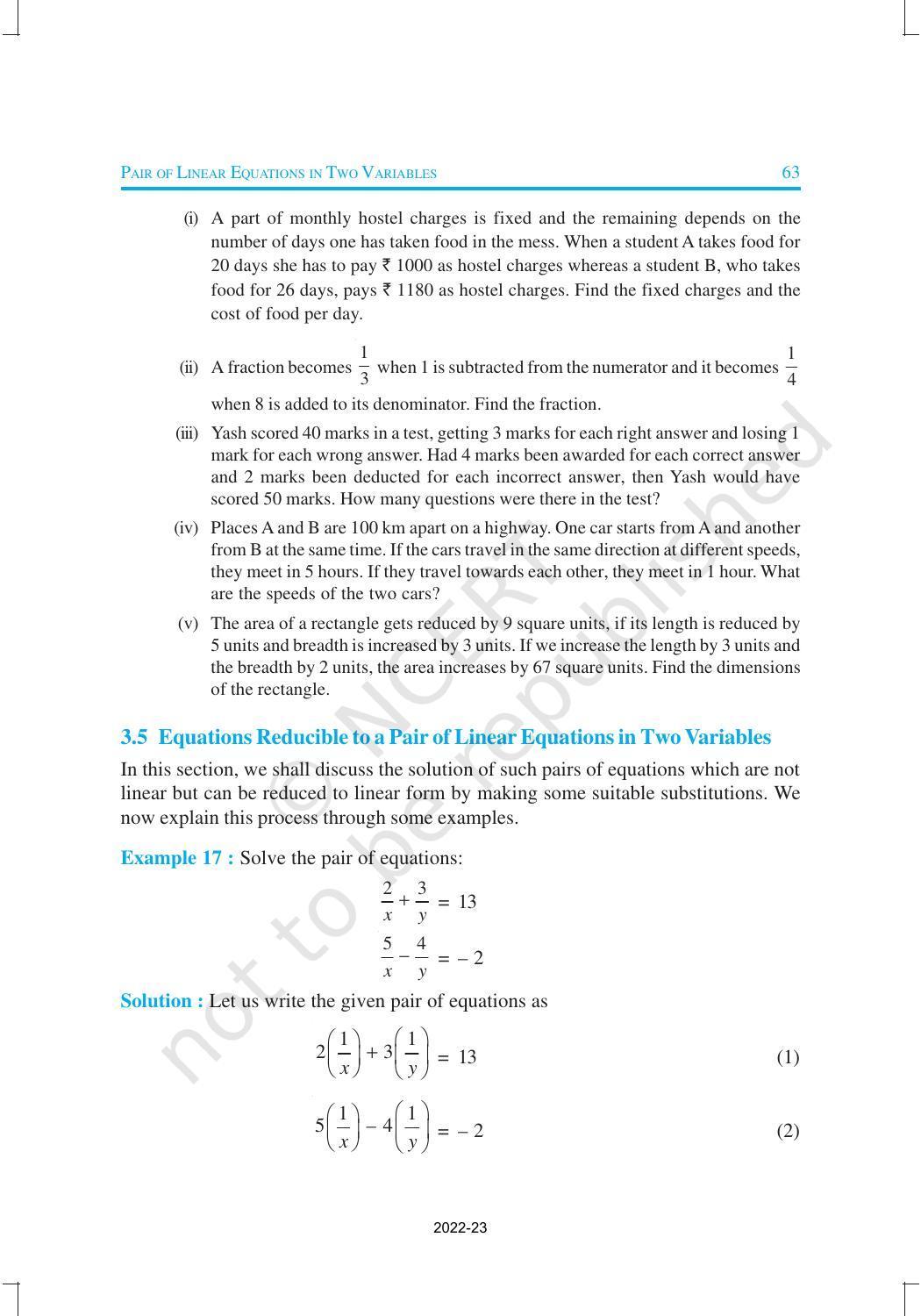 NCERT Book for Class 10 Maths Chapter 3 Pair of Linear Equations in Two Variables - Page 26