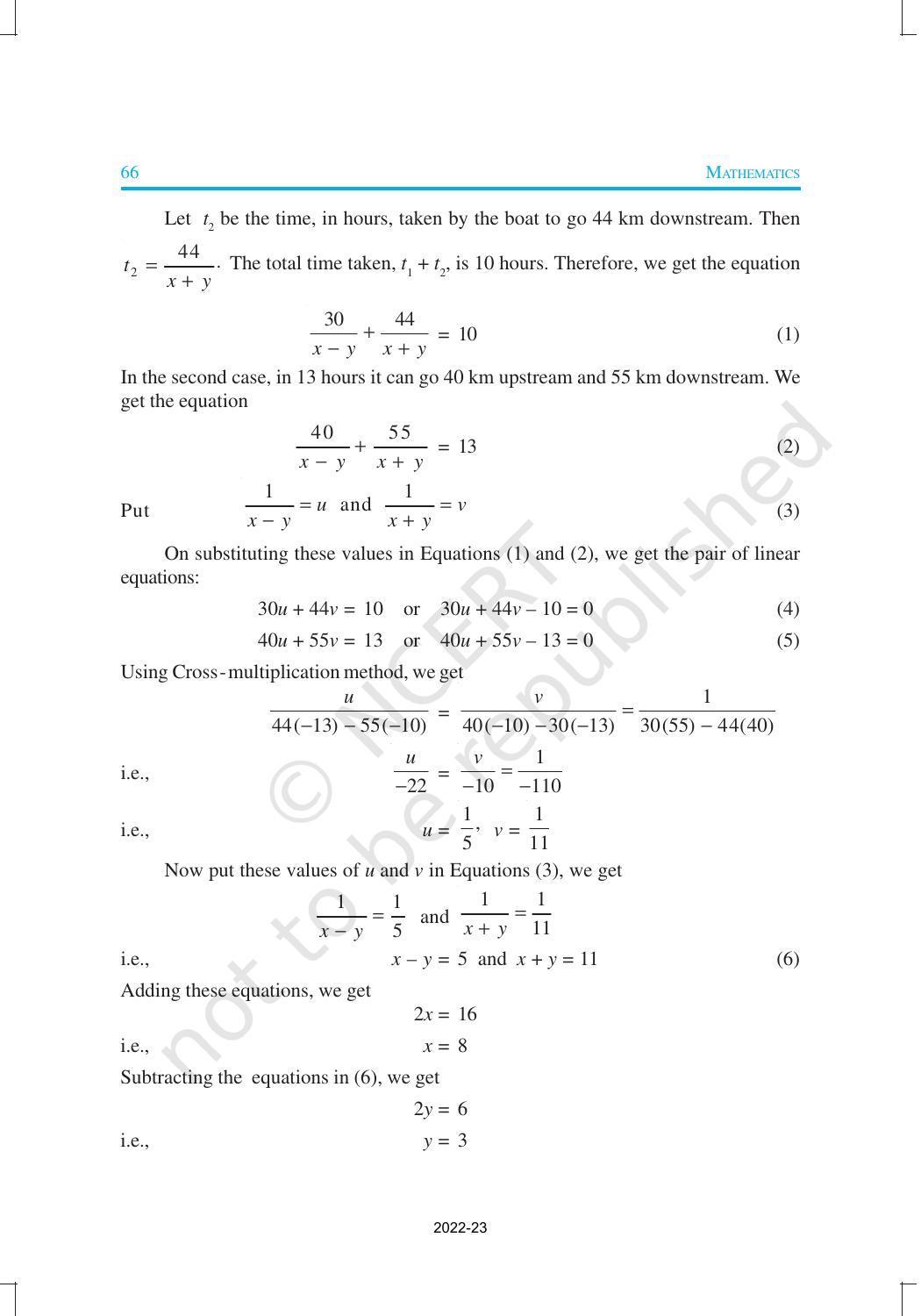 NCERT Book for Class 10 Maths Chapter 3 Pair of Linear Equations in Two Variables - Page 29
