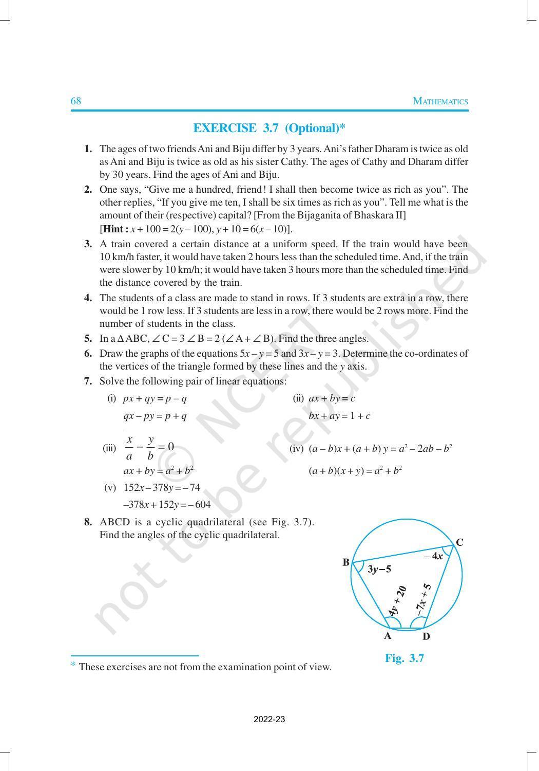 NCERT Book for Class 10 Maths Chapter 3 Pair of Linear Equations in Two Variables - Page 31