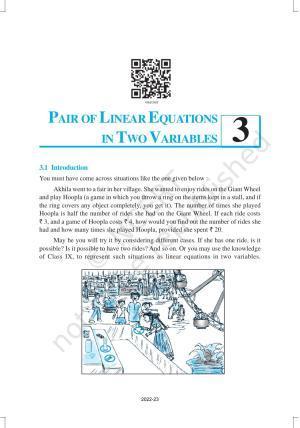 NCERT Book for Class 10 Maths Chapter 3 Pair of Linear Equations in Two Variables