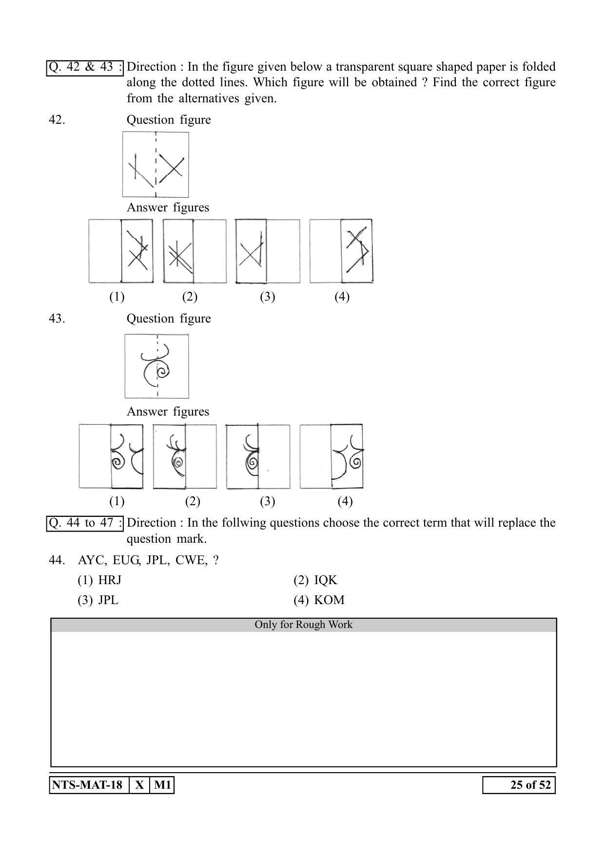 Maharashtra NTSE 2019 MAT (Marathi) Question Paper - Page 25