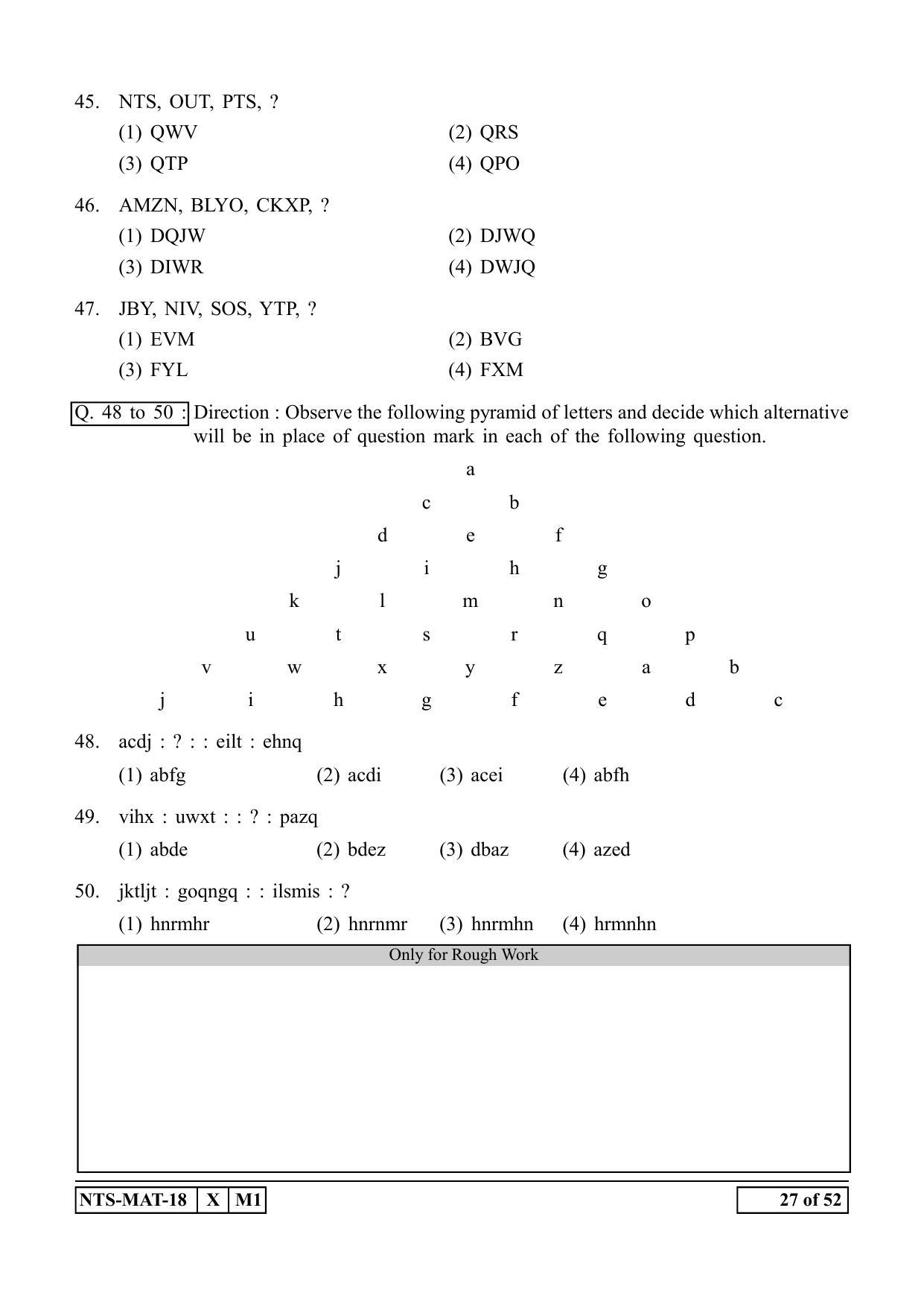 Maharashtra NTSE 2019 MAT (Marathi) Question Paper - Page 27