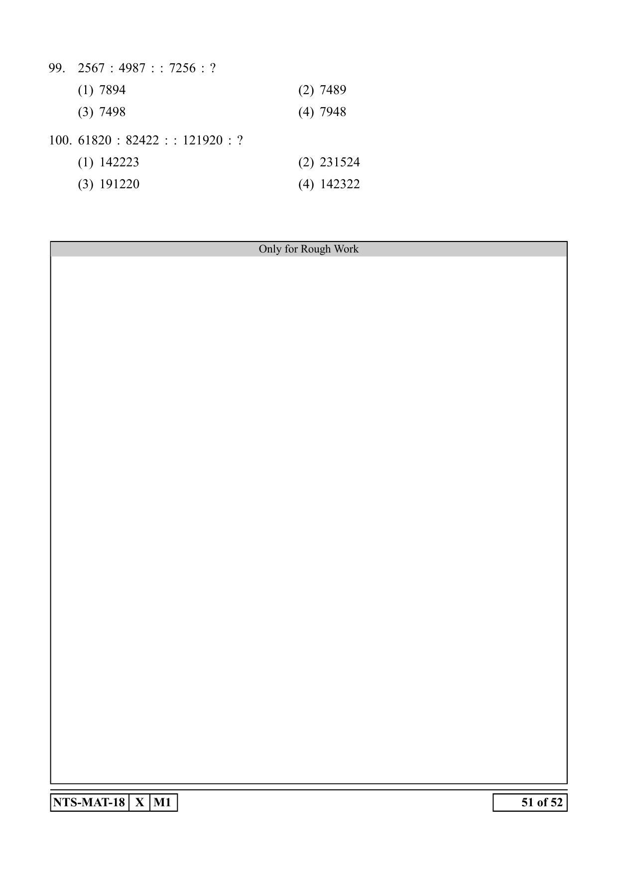 Maharashtra NTSE 2019 MAT (Marathi) Question Paper - Page 51