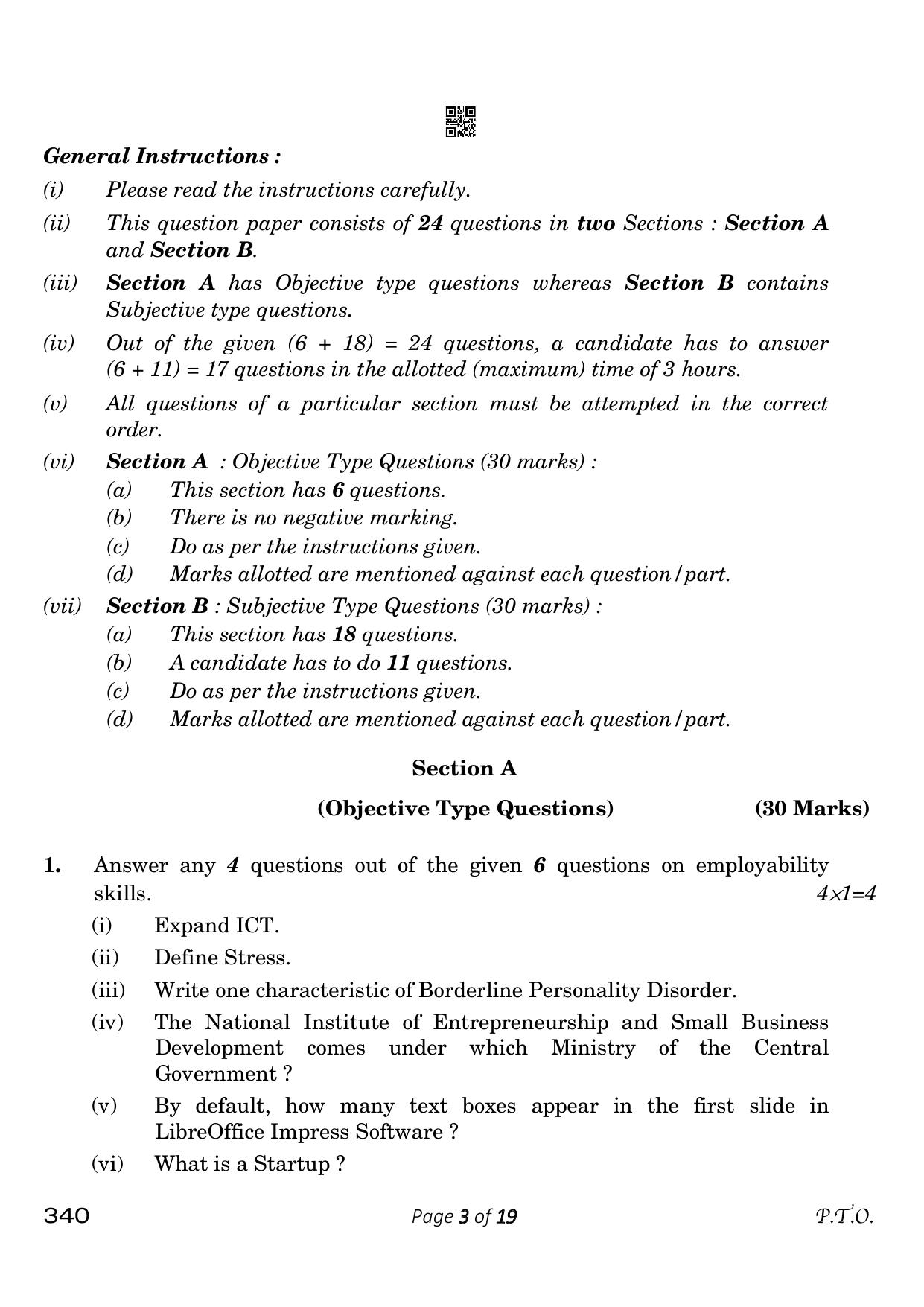 CBSE Class 12 340 Horticulture 2023 Question Paper - Page 3