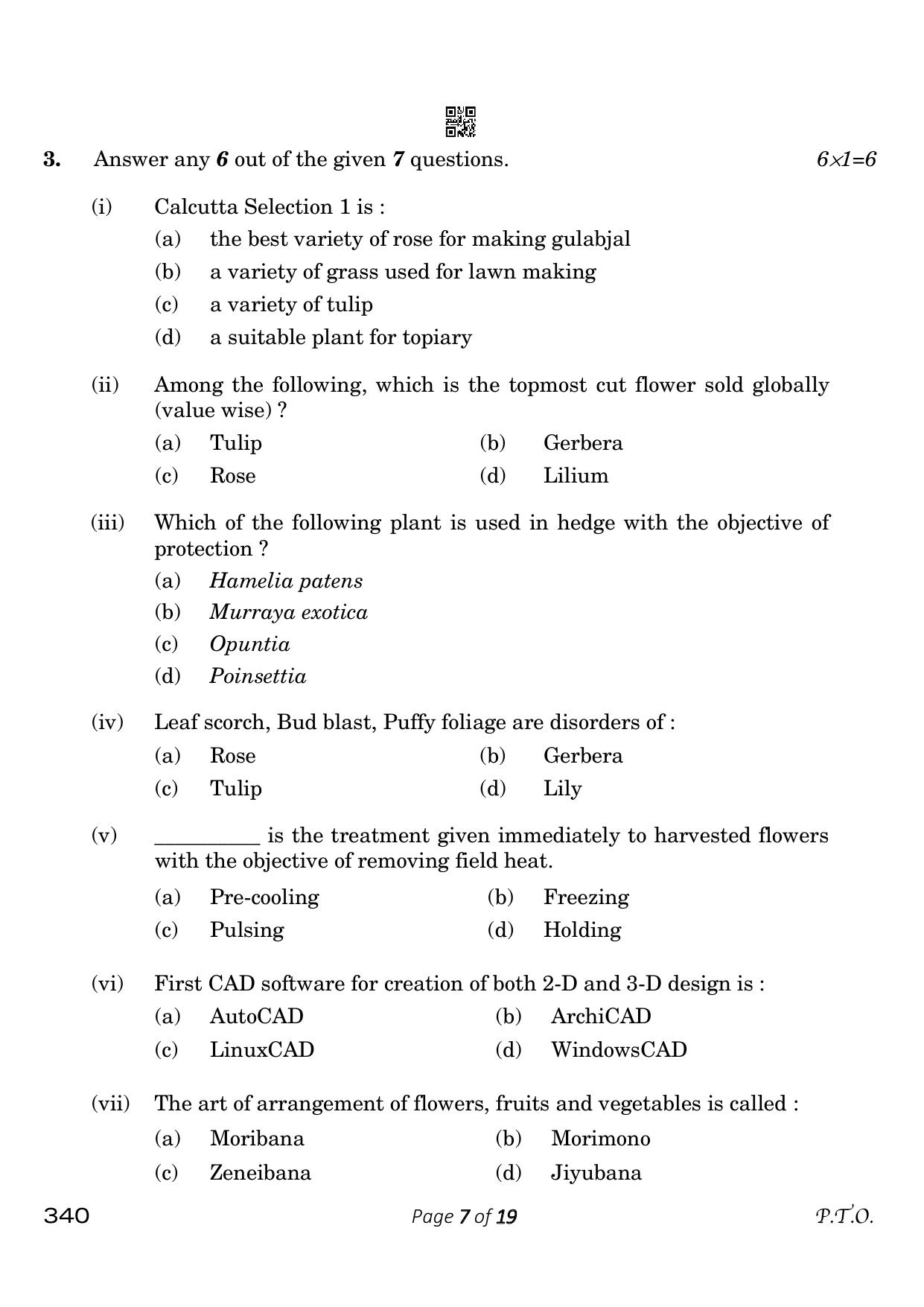 CBSE Class 12 340 Horticulture 2023 Question Paper - Page 7