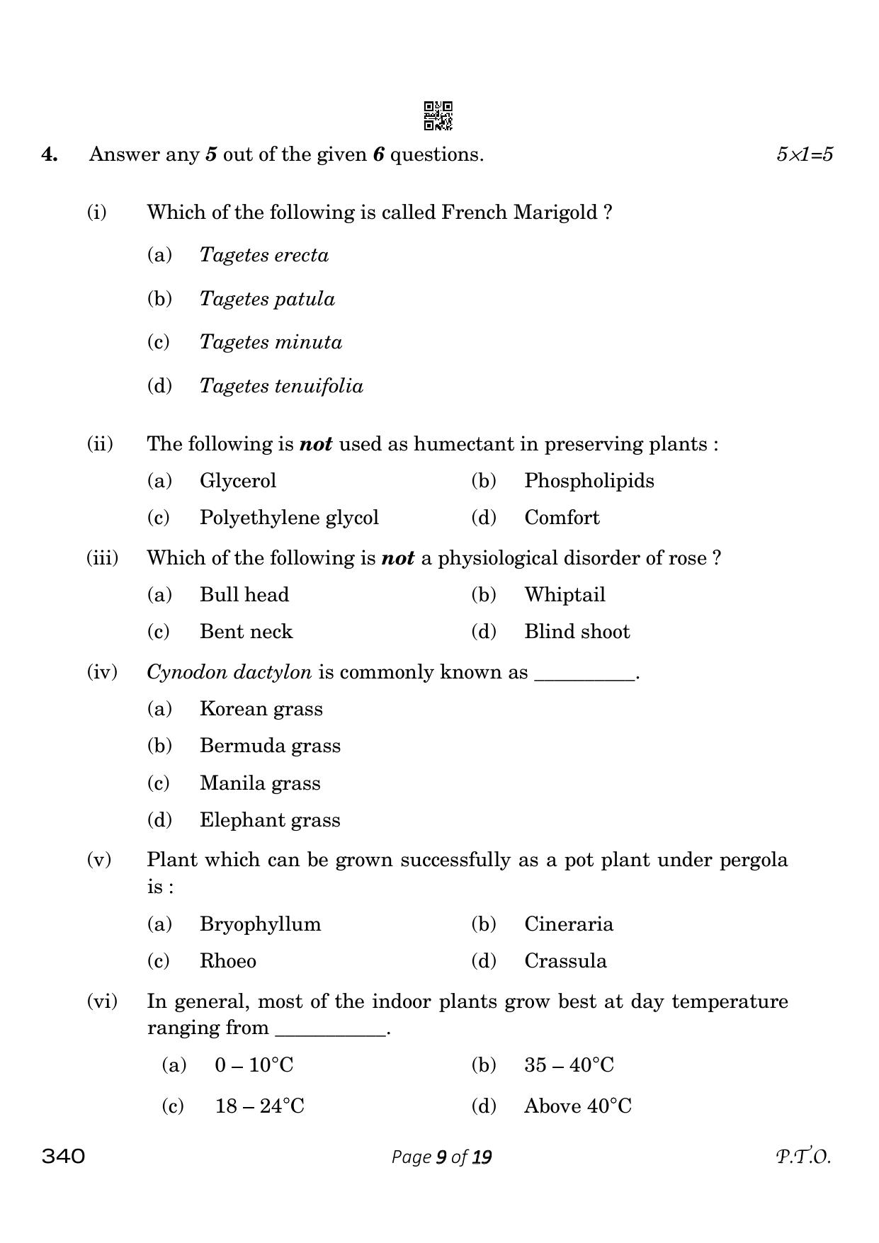 CBSE Class 12 340 Horticulture 2023 Question Paper - Page 9