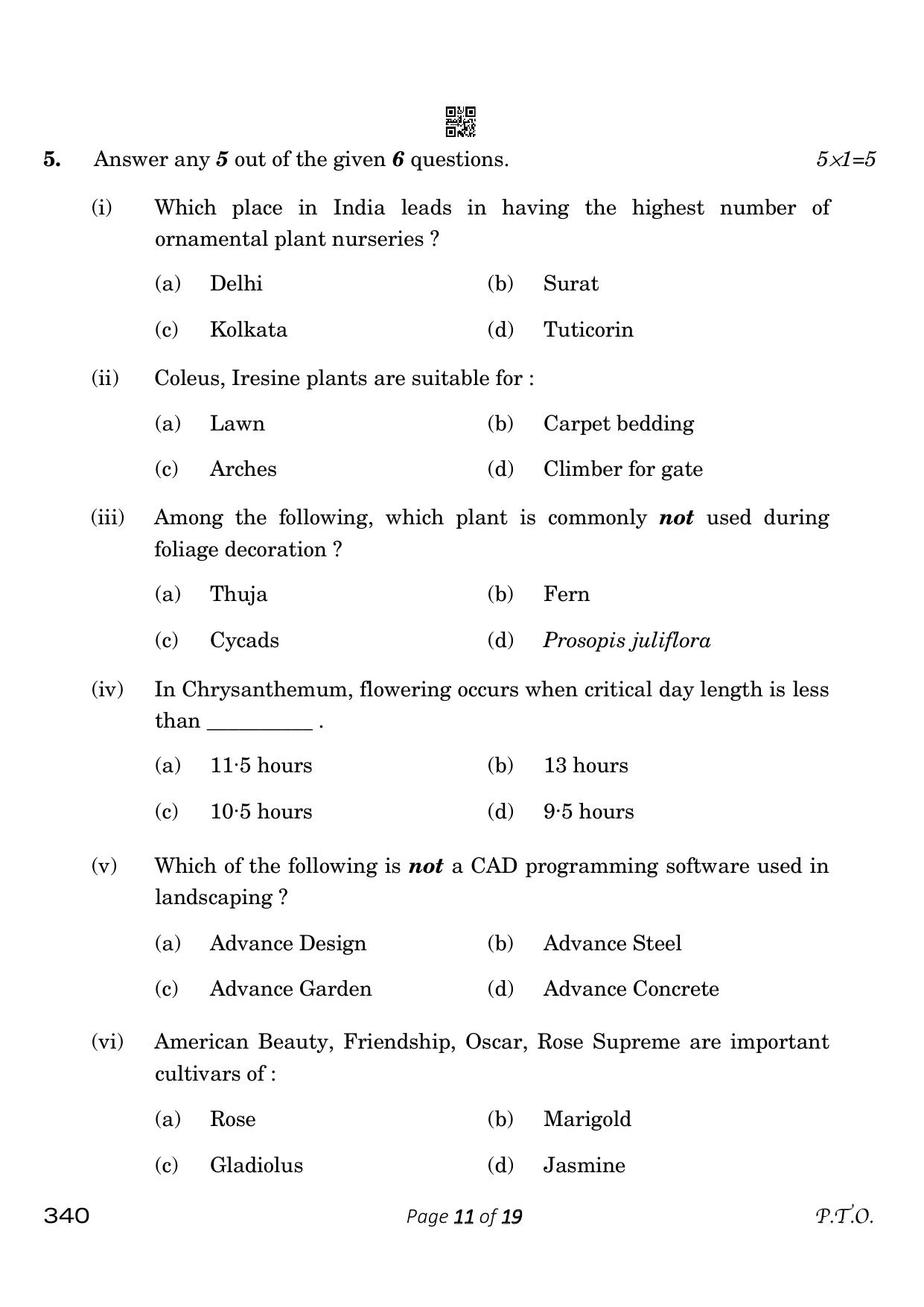 CBSE Class 12 340 Horticulture 2023 Question Paper - Page 11