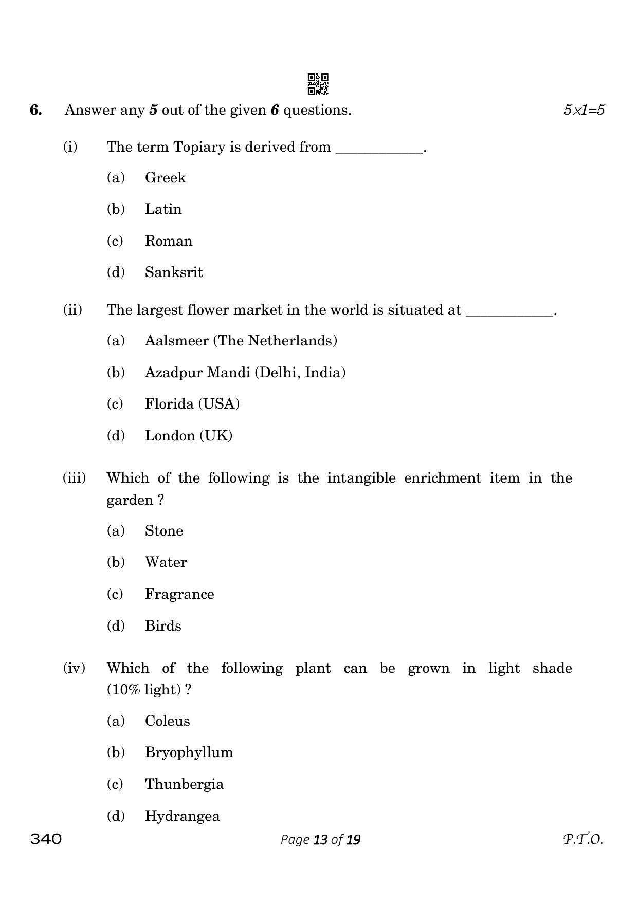 CBSE Class 12 340 Horticulture 2023 Question Paper - Page 13
