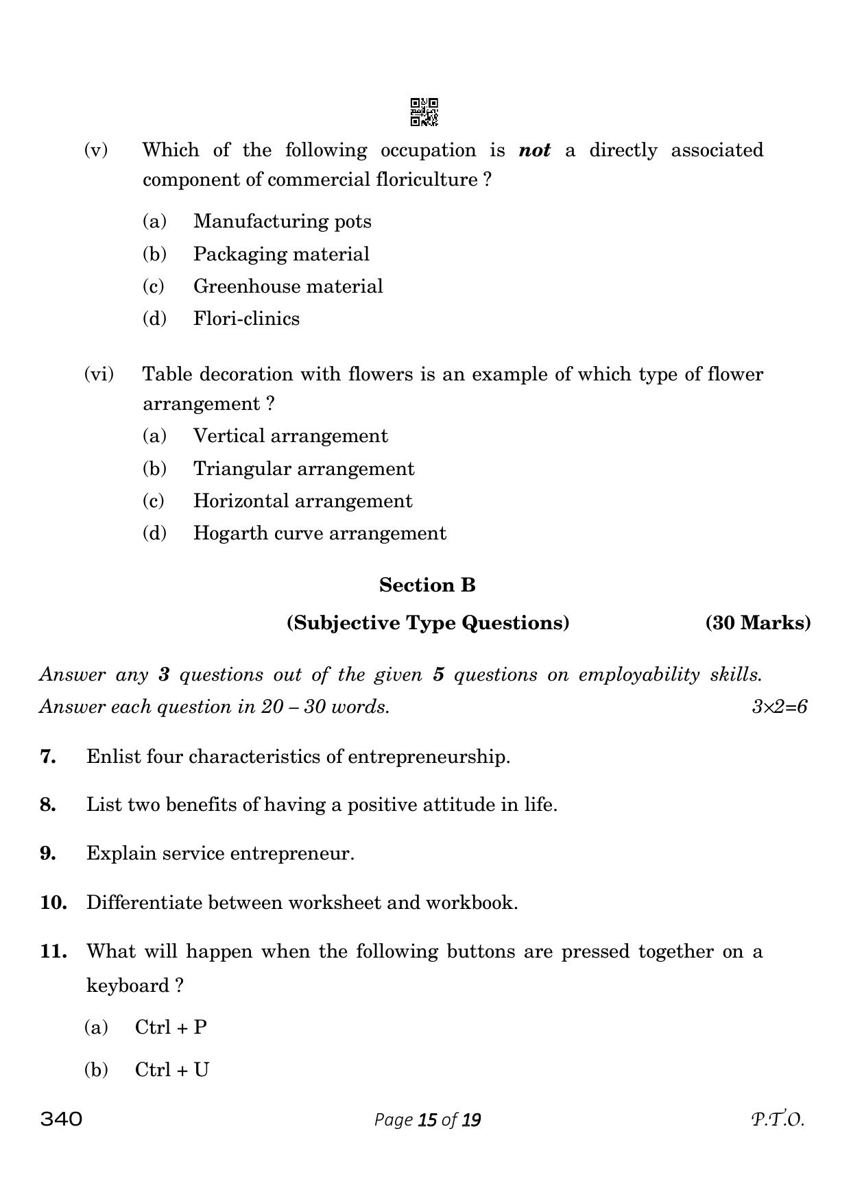 CBSE Class 12 340 Horticulture 2023 Question Paper - Page 15