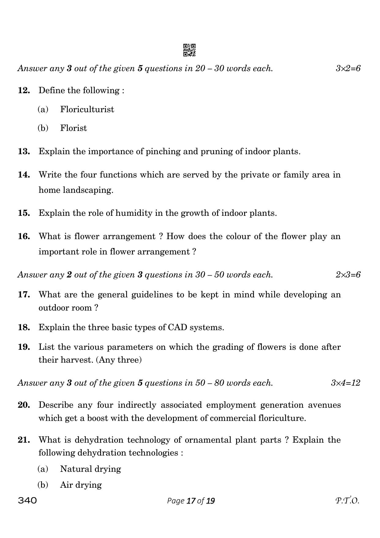 CBSE Class 12 340 Horticulture 2023 Question Paper - Page 17