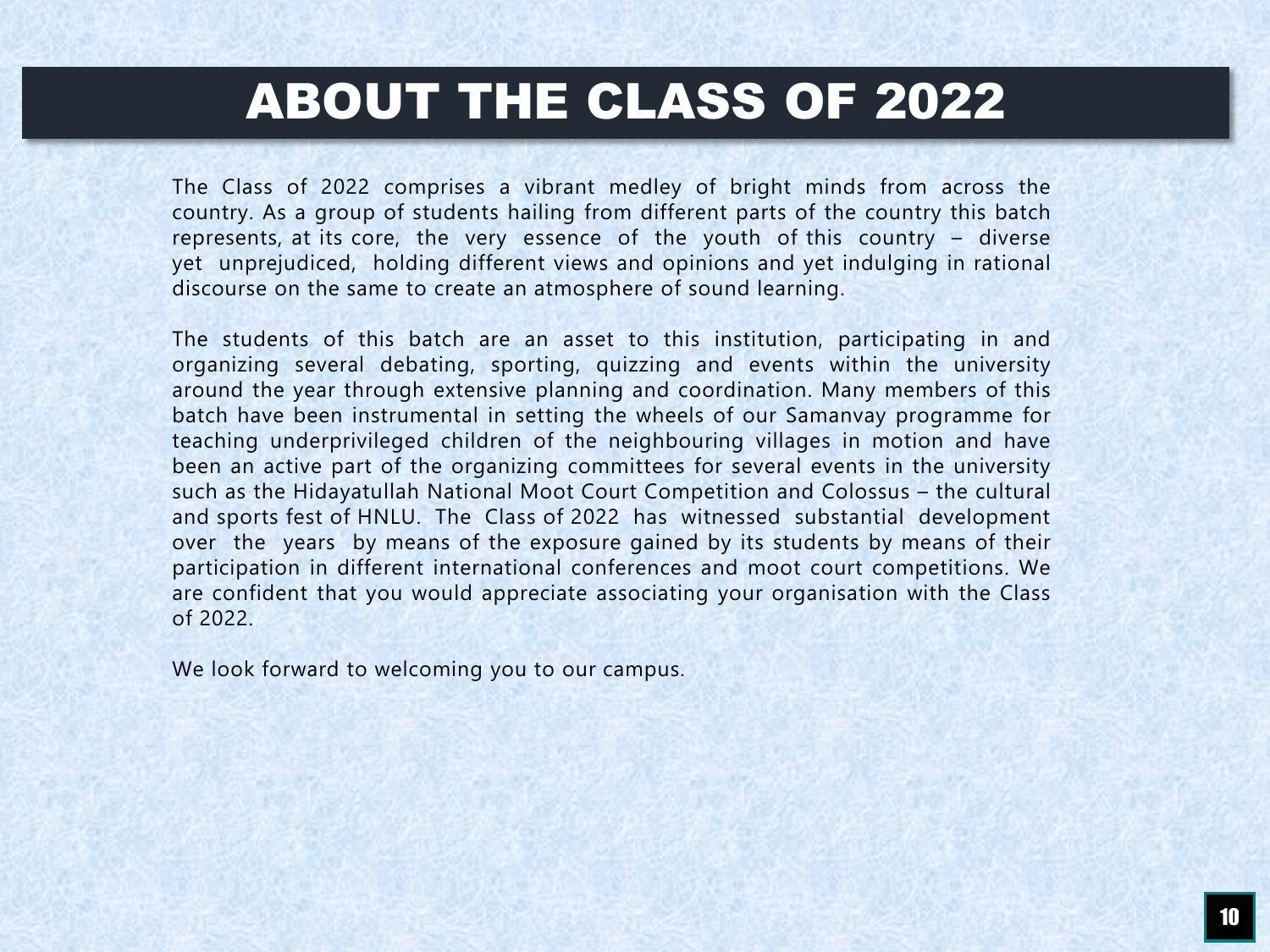 Hidayatullah National Law University - Recruitment Brochure 2022 - Page 12