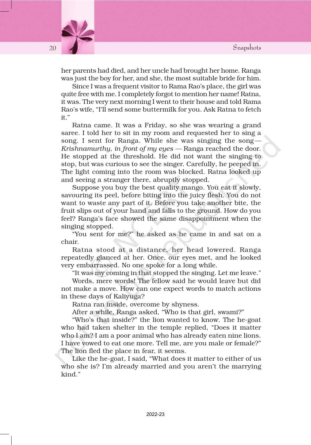 NCERT Book for Class 11 English Snapshots Chapter 3 Ranga’s Marriage - Page 5