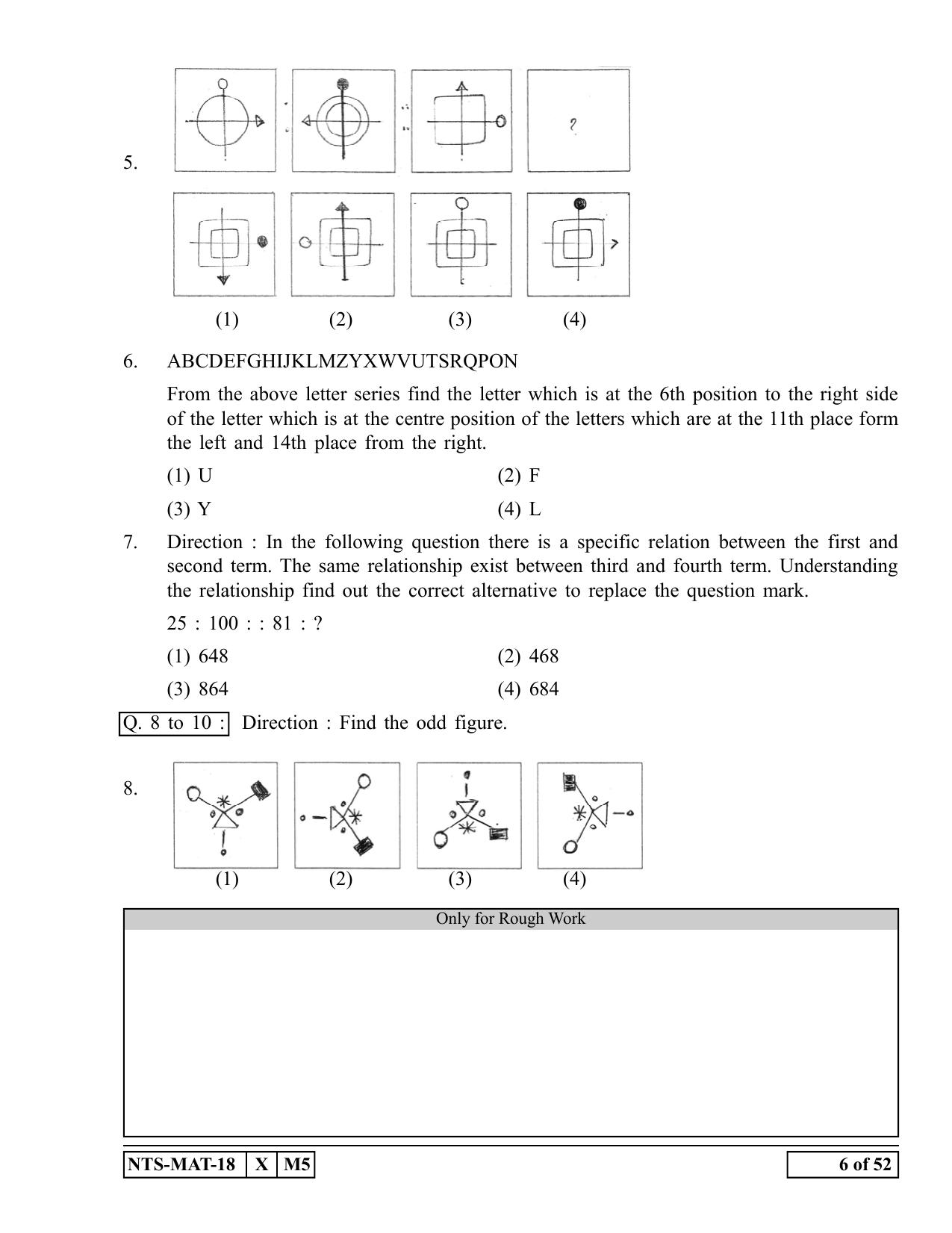 Maharashtra NTSE 2019 MAT (English) Question Paper - Page 6