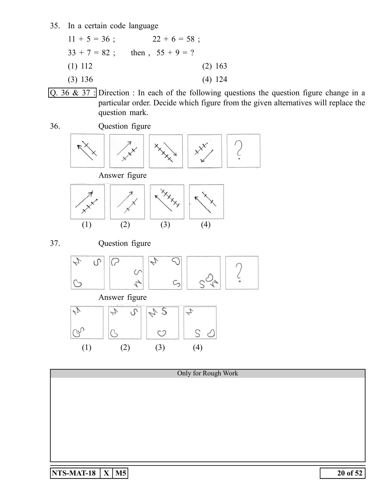 Maharashtra NTSE 2019 MAT (English) Question Paper - Page 20