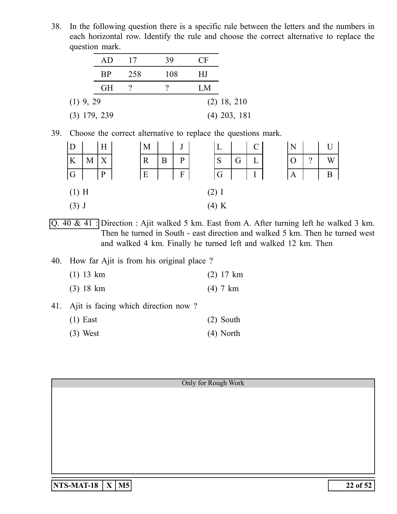 Maharashtra NTSE 2019 MAT (English) Question Paper - Page 22