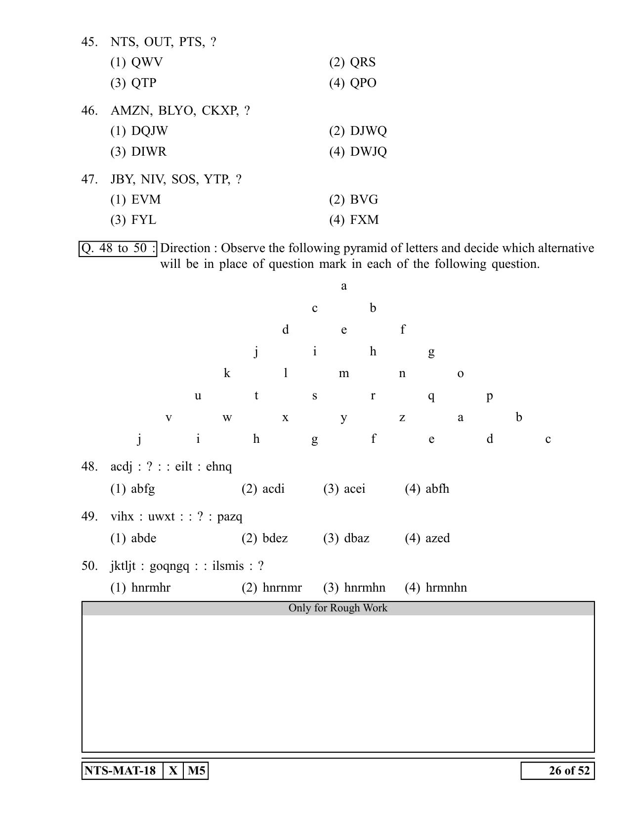 Maharashtra NTSE 2019 MAT (English) Question Paper - Page 26