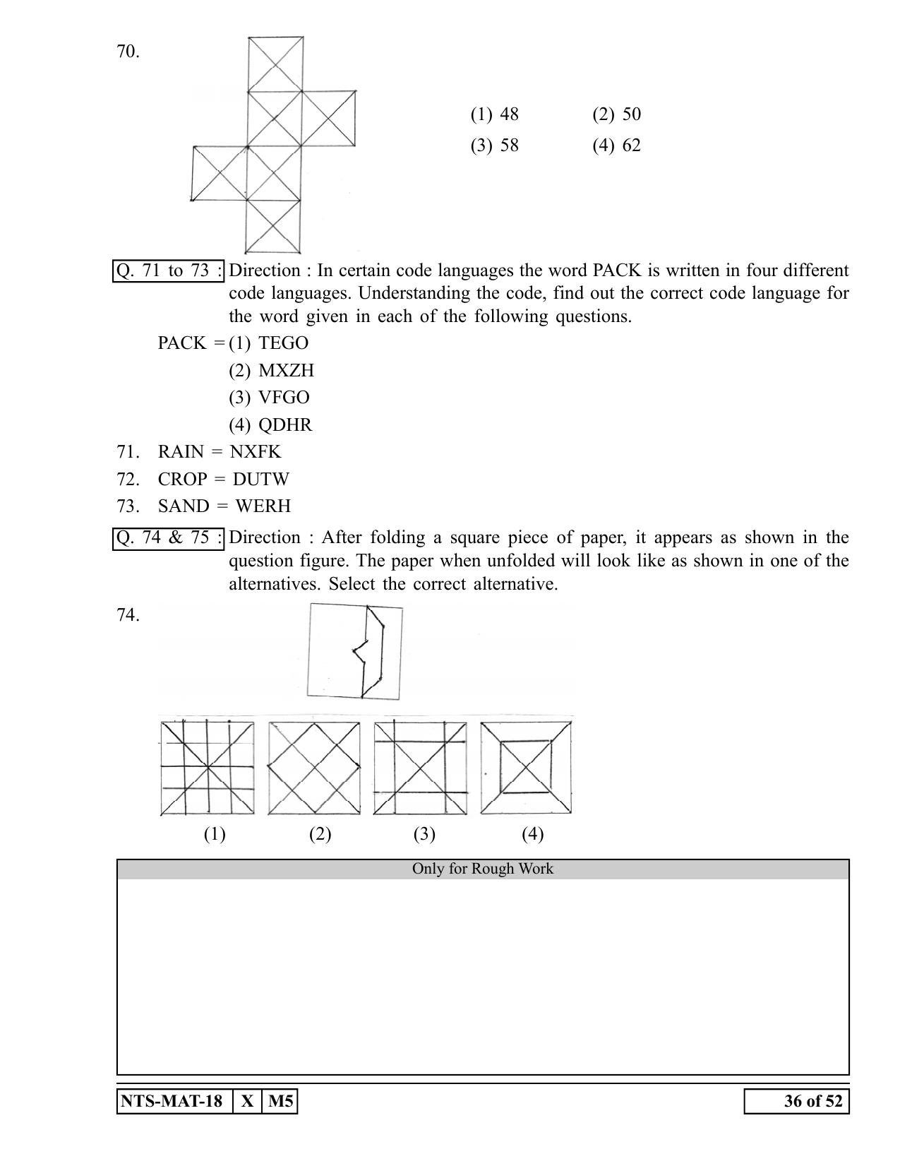 Maharashtra NTSE 2019 MAT (English) Question Paper - Page 36