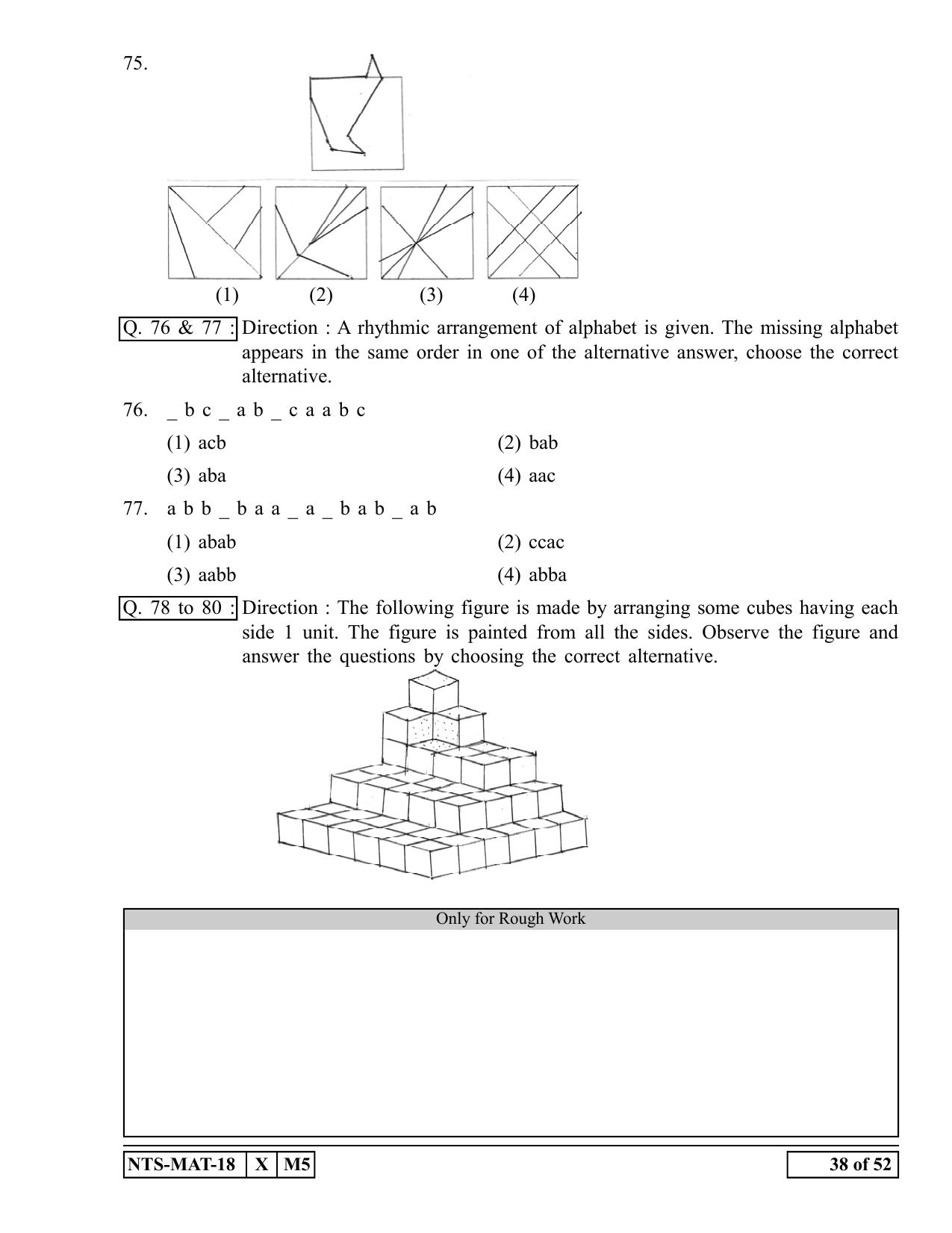 Maharashtra NTSE 2019 MAT (English) Question Paper - Page 38