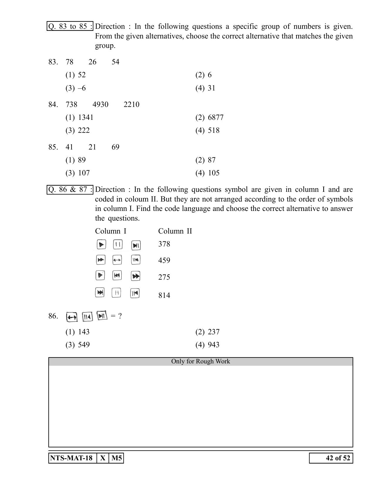 Maharashtra NTSE 2019 MAT (English) Question Paper - Page 42