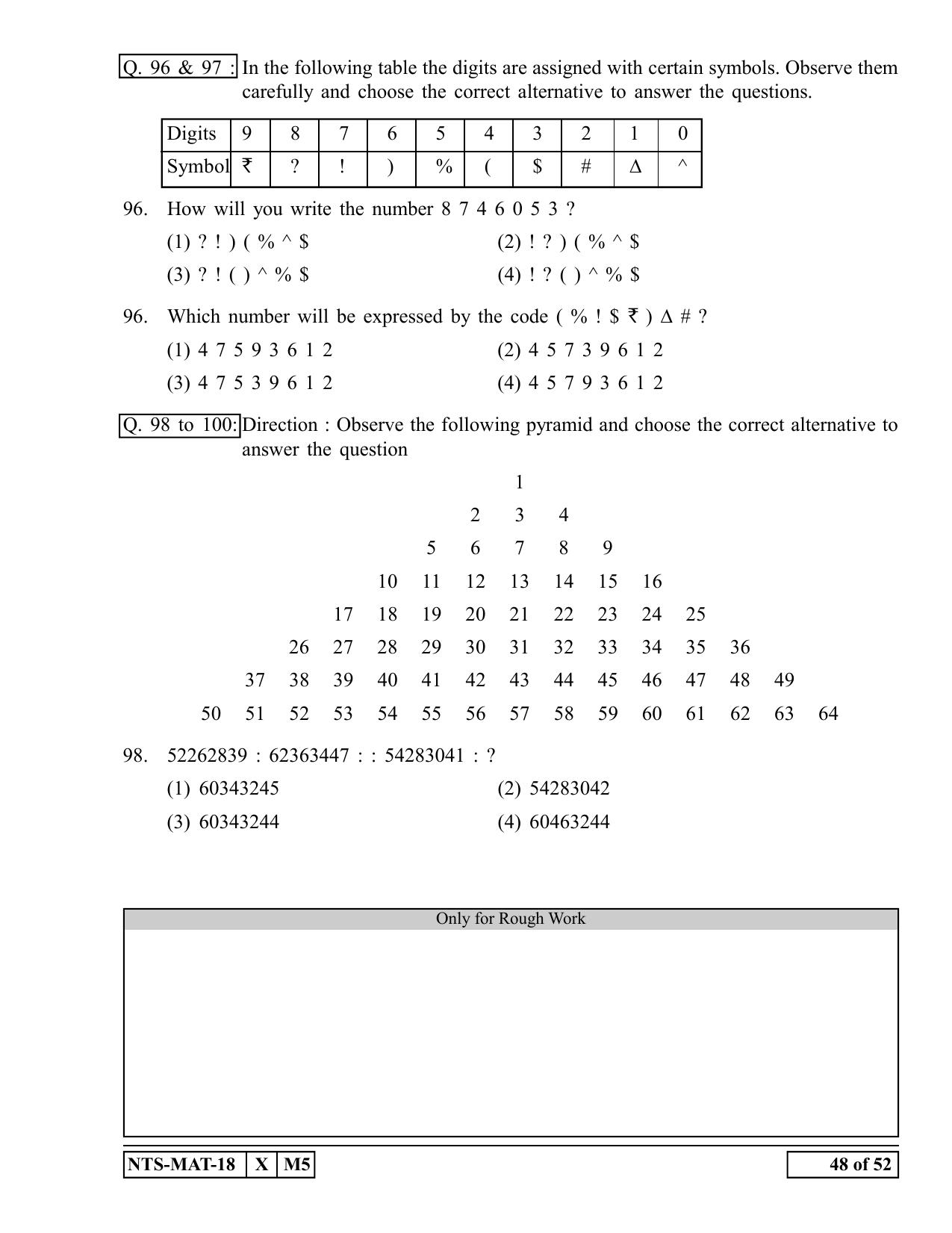 Maharashtra NTSE 2019 MAT (English) Question Paper - Page 48
